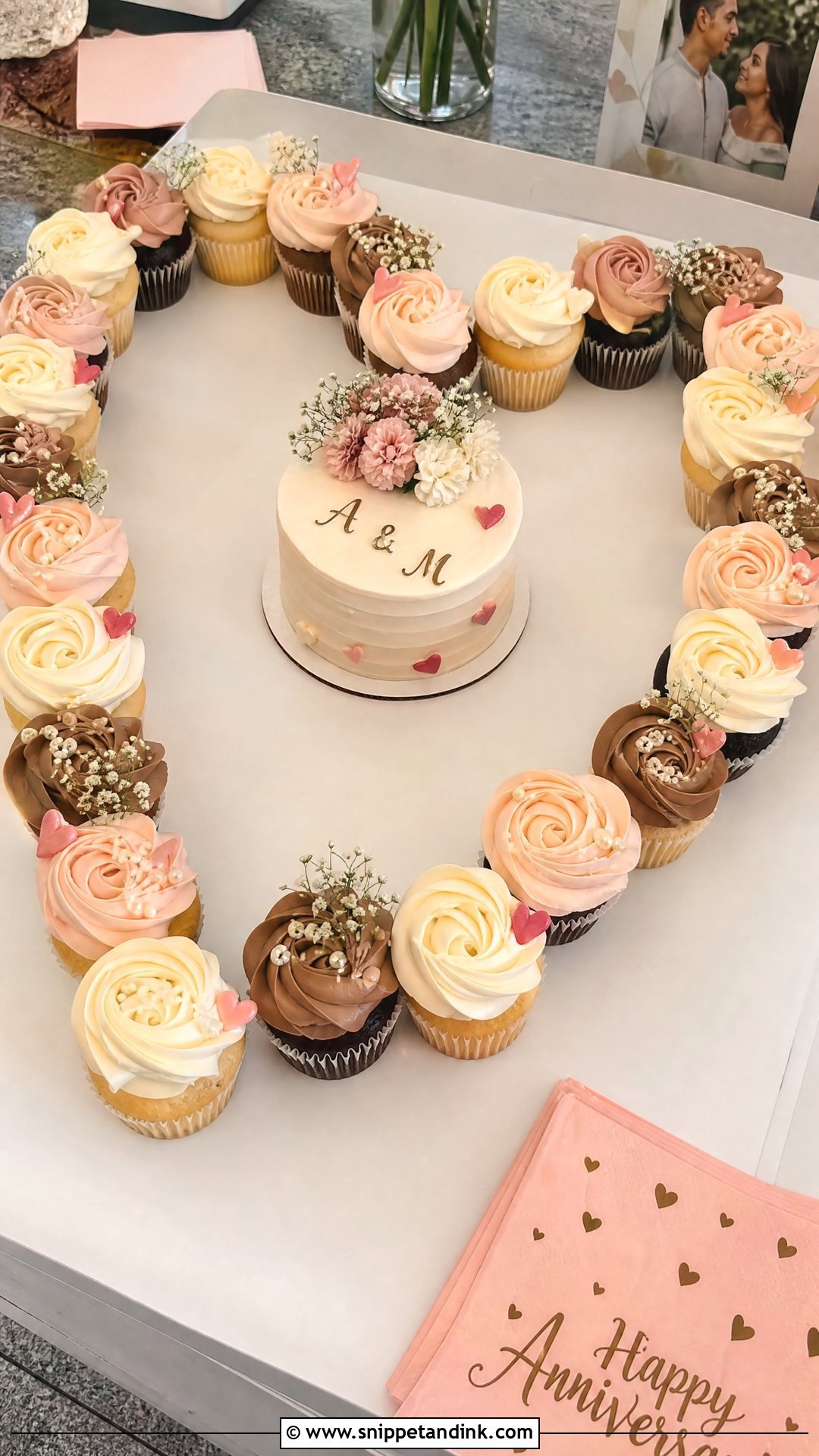 Anniversary Cupcake Cake - Snippet and Ink - 30 Couple Anniversary Cake Ideas