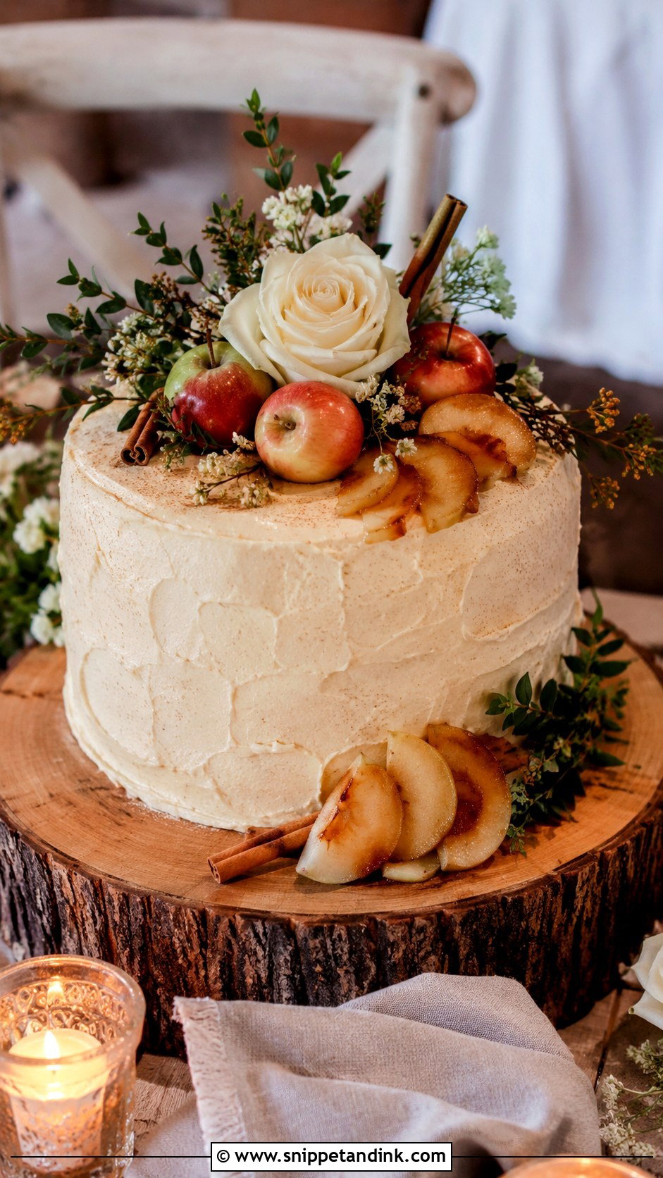 Apple Cinnamon Single Tier Wedding Cake - Snippet and Ink - 30 Rustic Fall Single Tier Wedding Cake Ideas