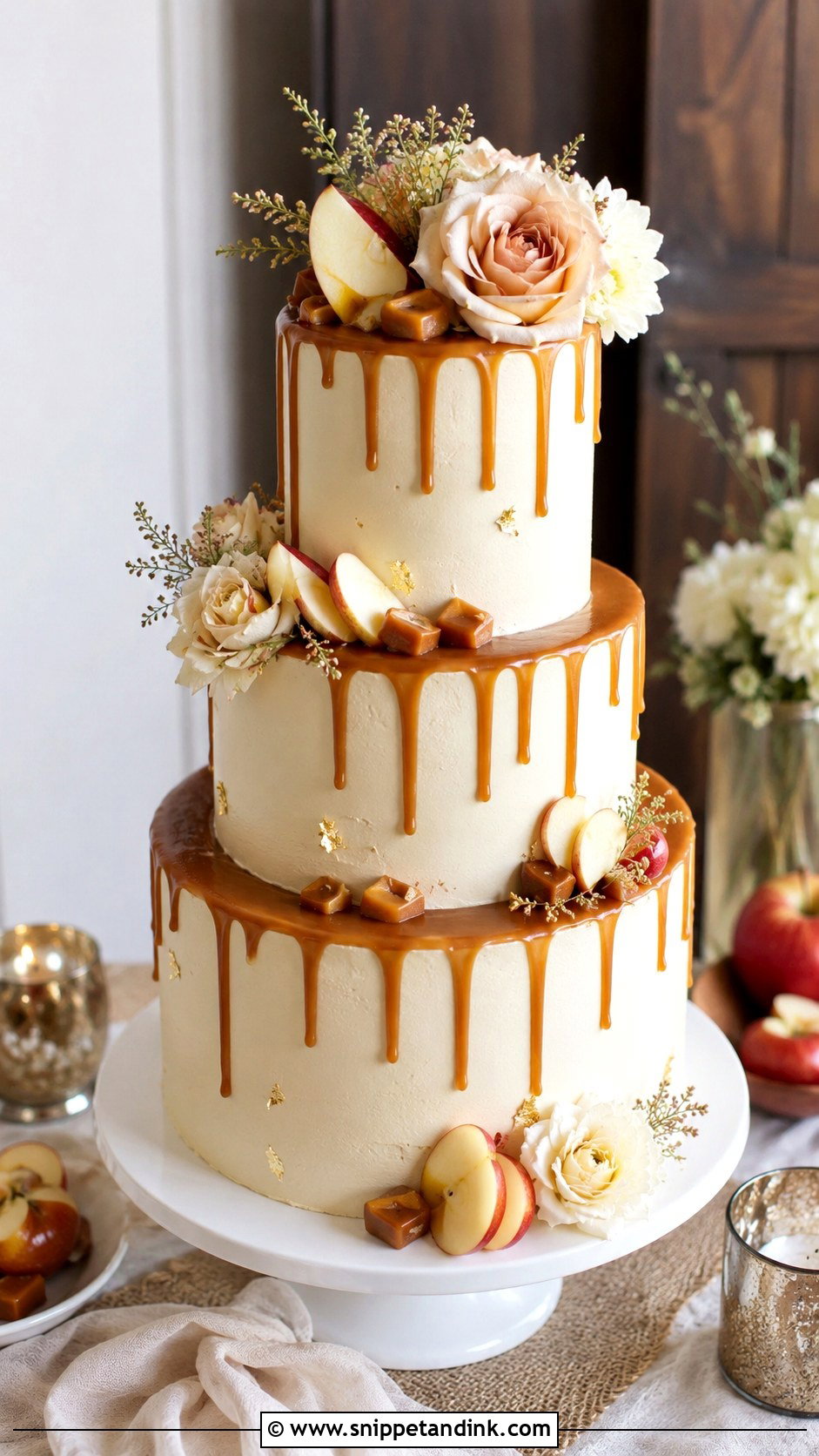 Apple Drip Wedding Cake - Snippet and Ink - 20 Apple Wedding Cake Ideas