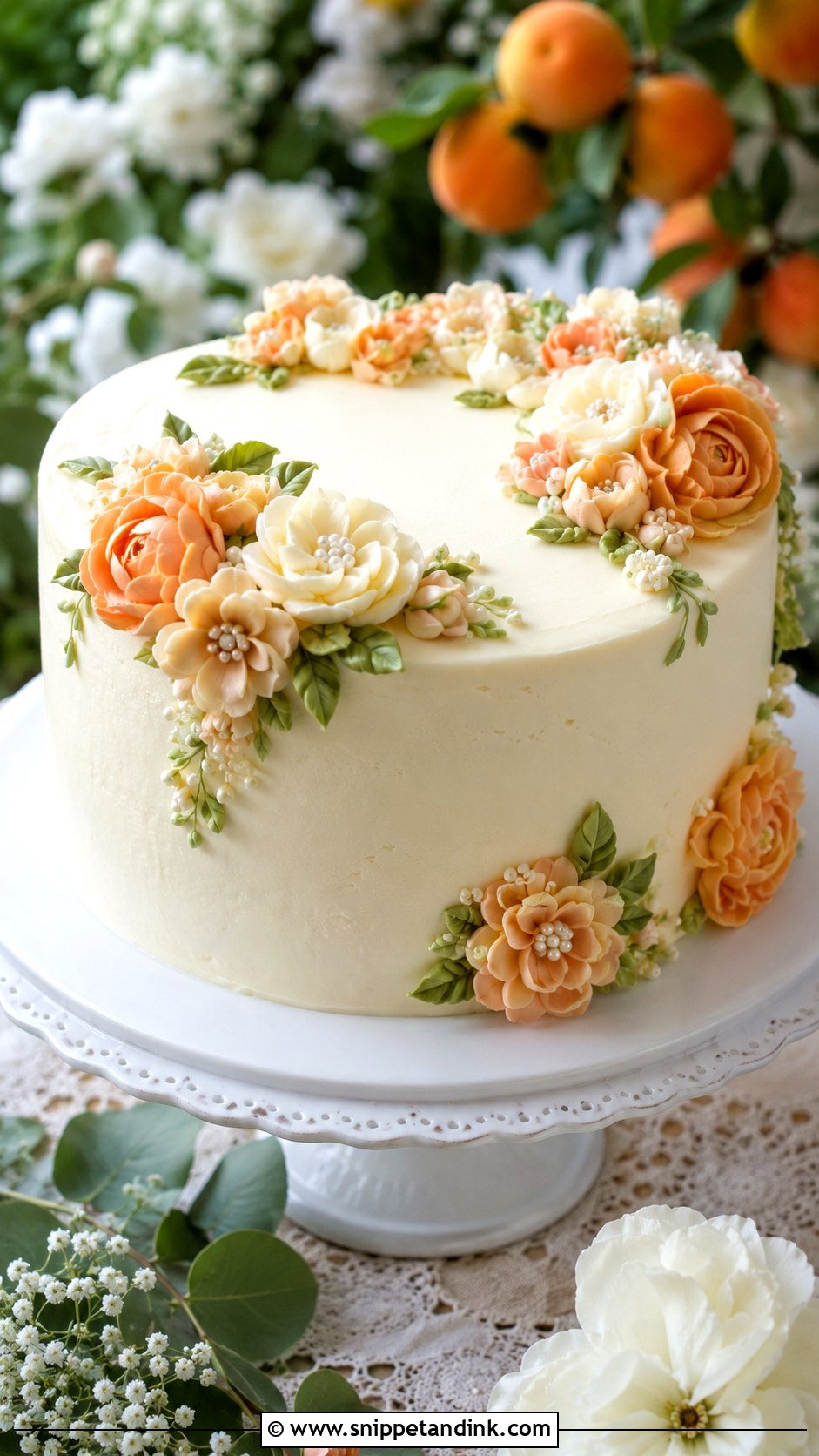 Apricot Nectar Cake With Buttercream Flowers - Snippet and Ink - 20 Apricot Nectar Cake Ideas for Wedding