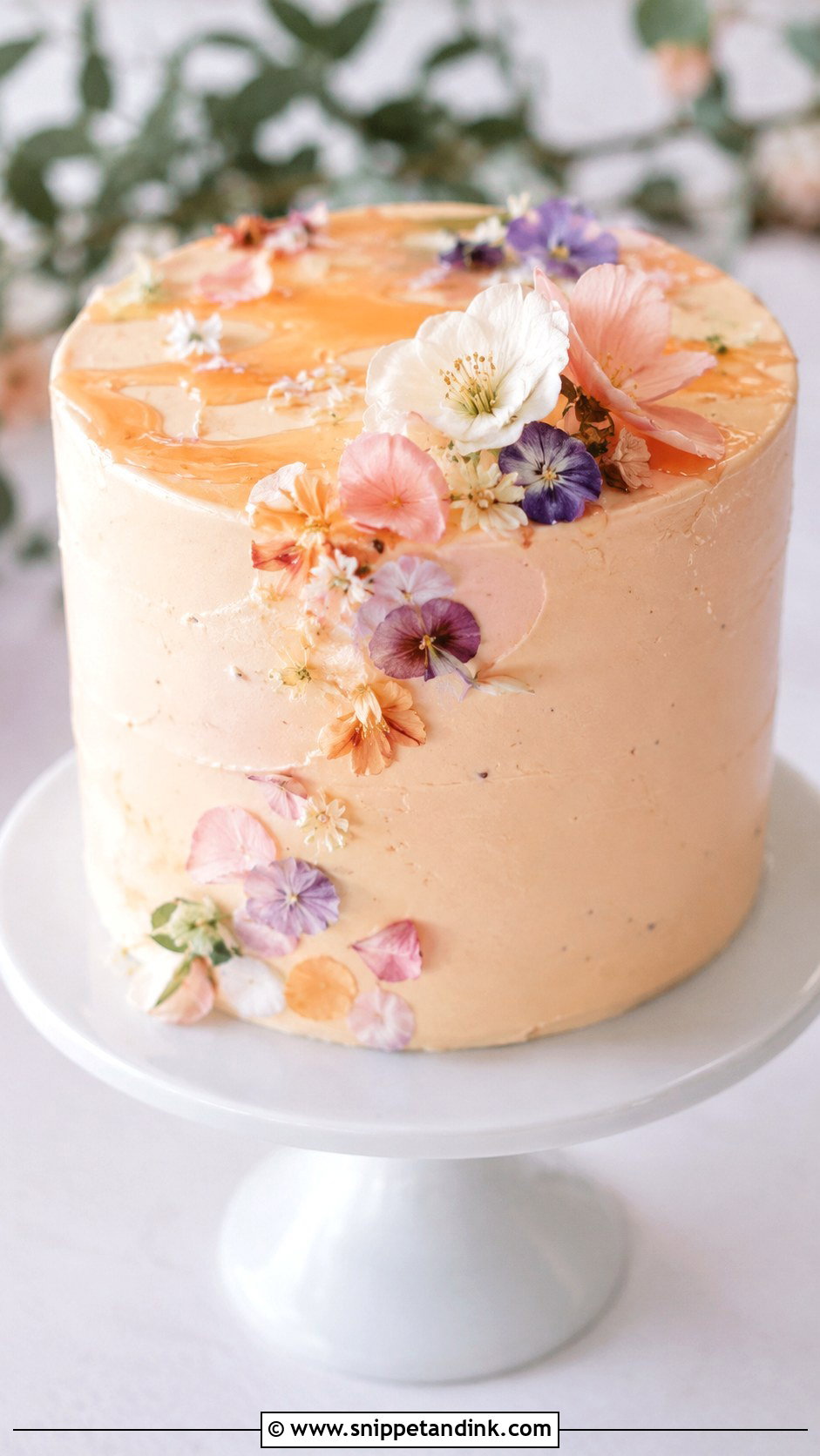 Apricot Nectar Cake With Edible Flowers - Snippet and Ink - 20 Apricot Nectar Cake Ideas for Wedding