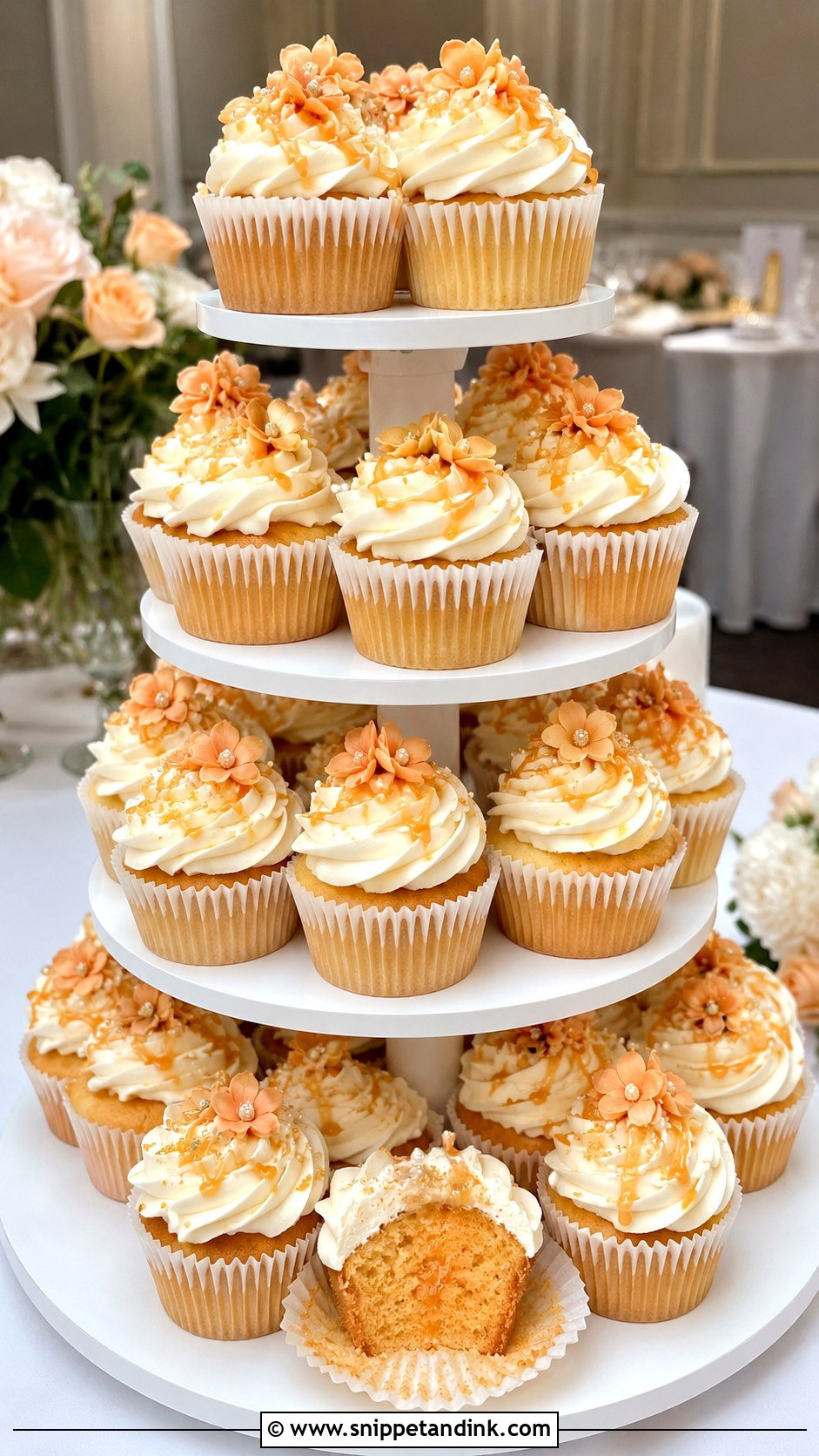 Apricot Nectar Cupcake Wedding Display - Snippet and Ink - 20 Apricot Nectar Cake Ideas for Wedding