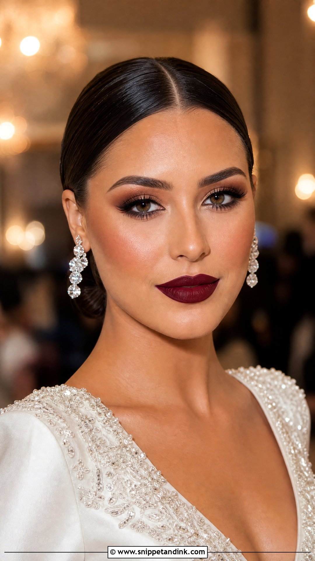 Arab Bridal Makeup With Burgundy Lips - Snippet and Ink - 20 Arab Bridal Makeup Ideas