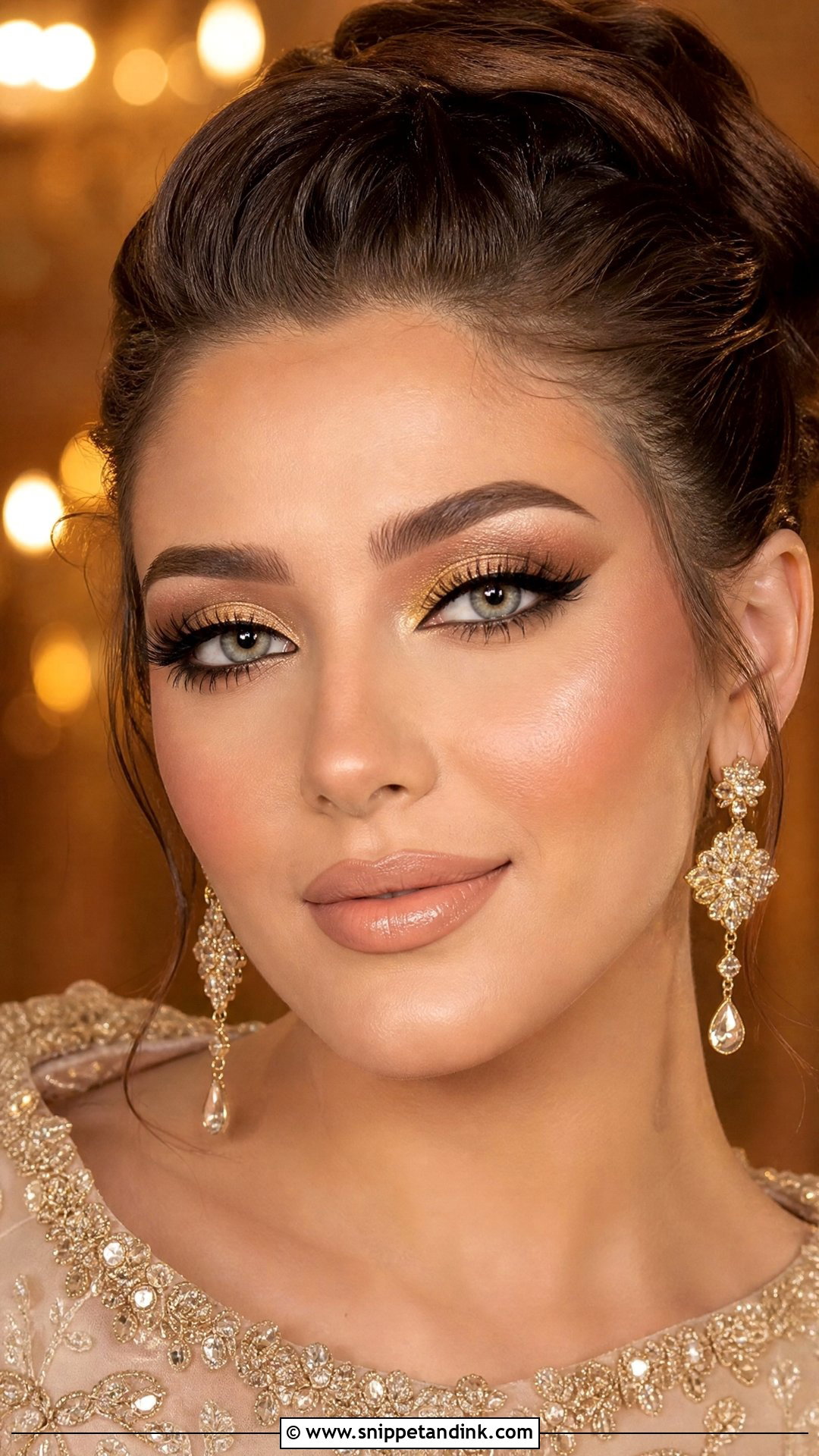 Arabian Bridal Makeup With Gold Eyeshadow - Snippet and Ink - 20 Arabian Bridal Makeup Ideas