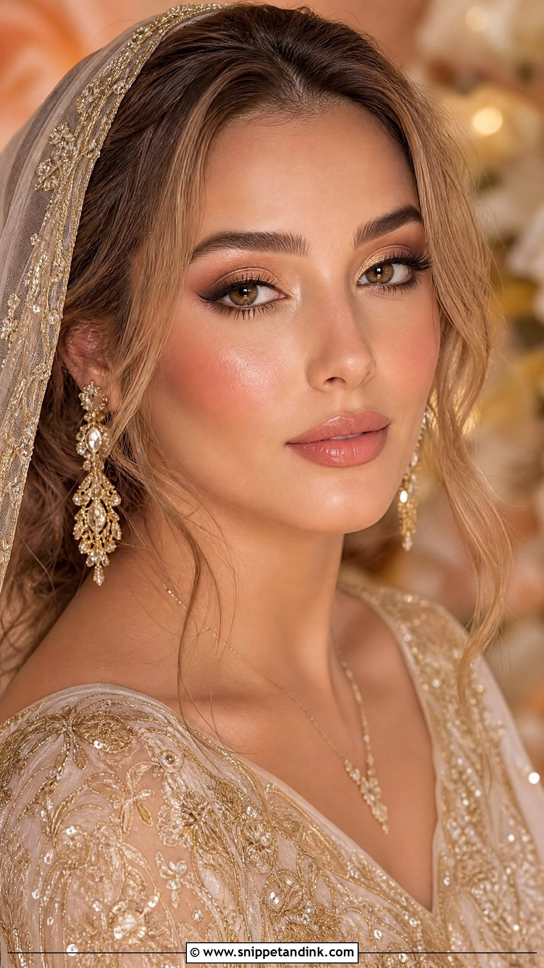 Arabian Bridal Makeup With Peach Blush - Snippet and Ink - 20 Arabian Bridal Makeup Ideas
