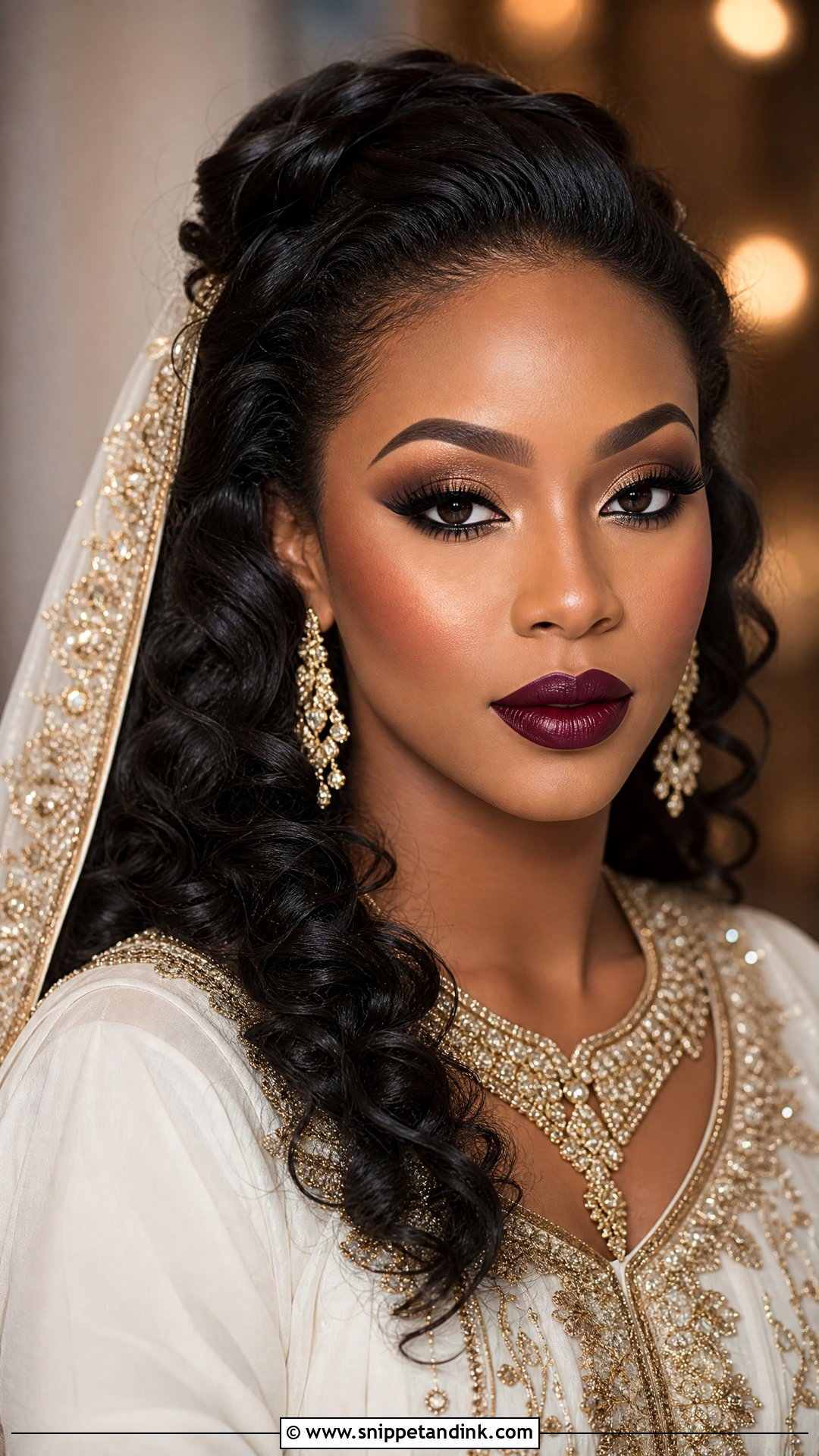 Arabian Wedding Makeup With Burgundy Lip - Snippet and Ink - 20 Arabian Wedding Makeup Ideas