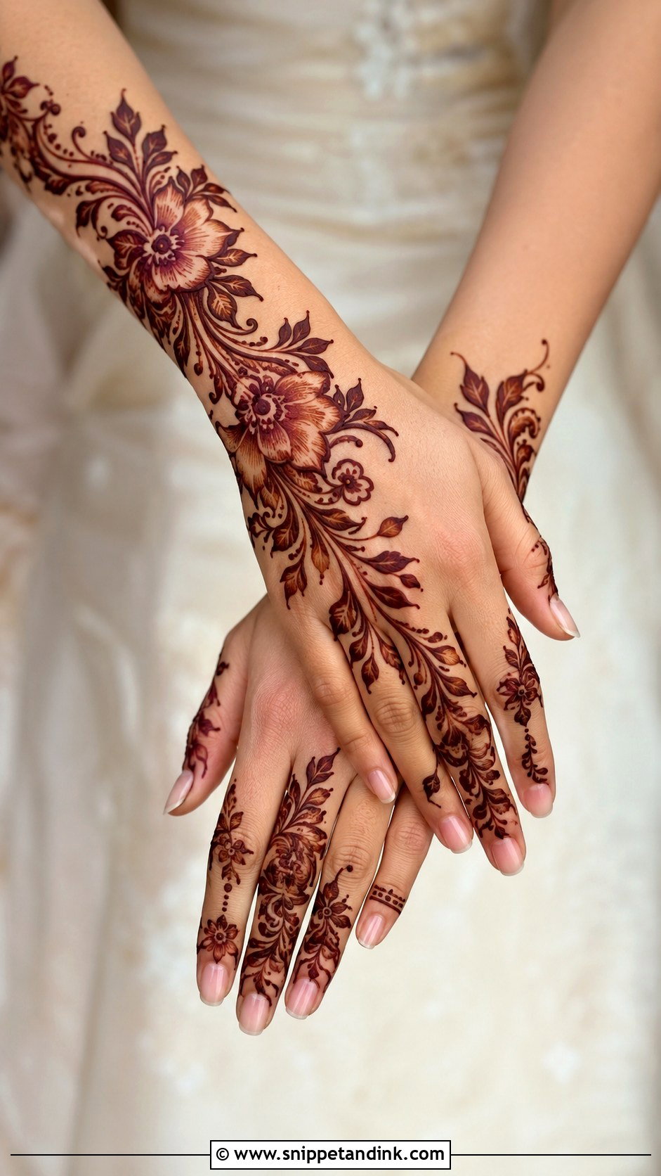 Arabic Back Hand Bridal Mehndi Design - Snippet and Ink - 30 Back Hand Bridal Mehndi Designs