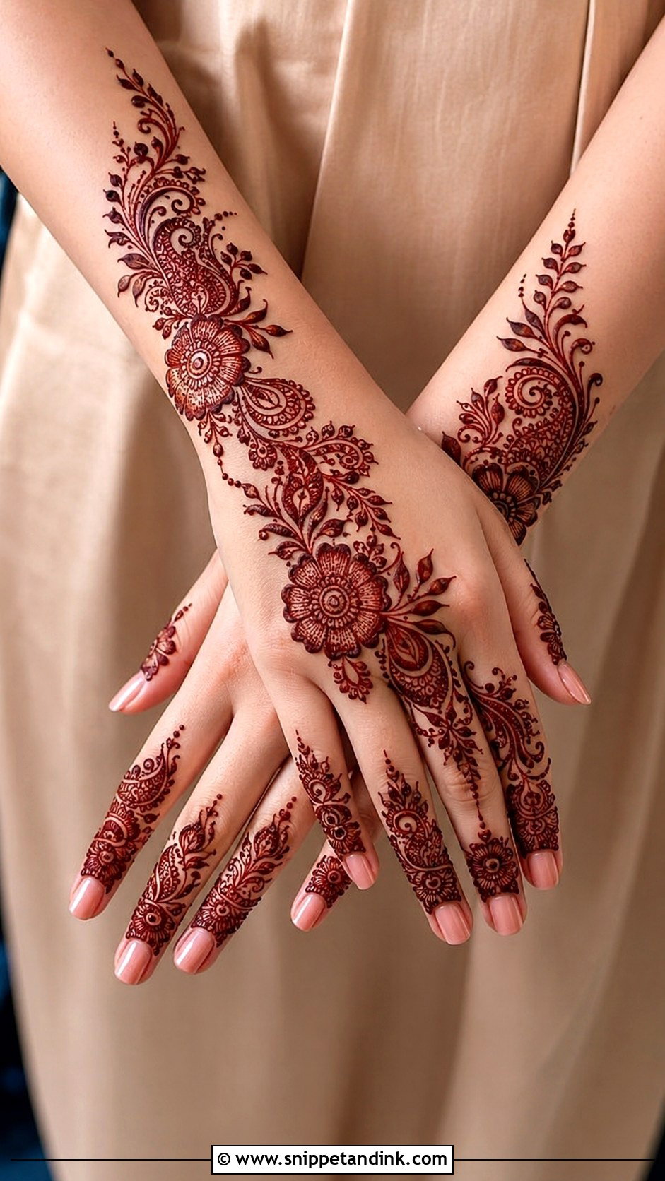 Arabic Back Hand Engagement Mehndi Design - Snippet and Ink - 30 Back Engagement Mehndi Designs