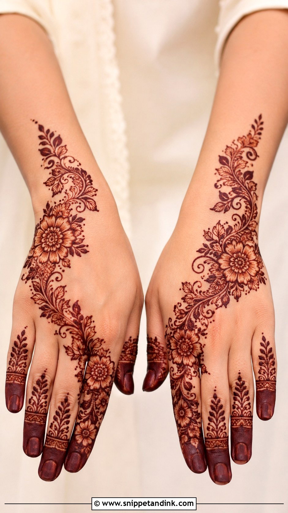 Arabic Back Hand Mehndi Design - Snippet and Ink - 30 Aesthetic Back Hand Mehndi Designs
