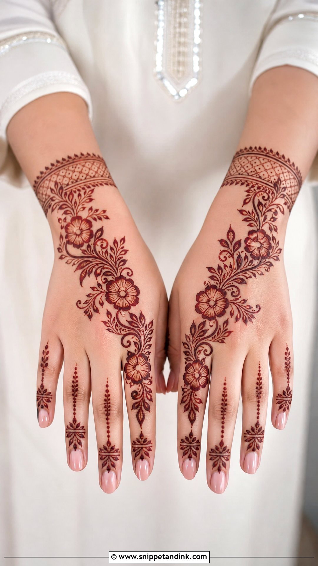 Arabic Back Hand Mehndi Design For Bridesmaids - Snippet and Ink - 30 Latest Arabic Back Hand Mehndi Designs