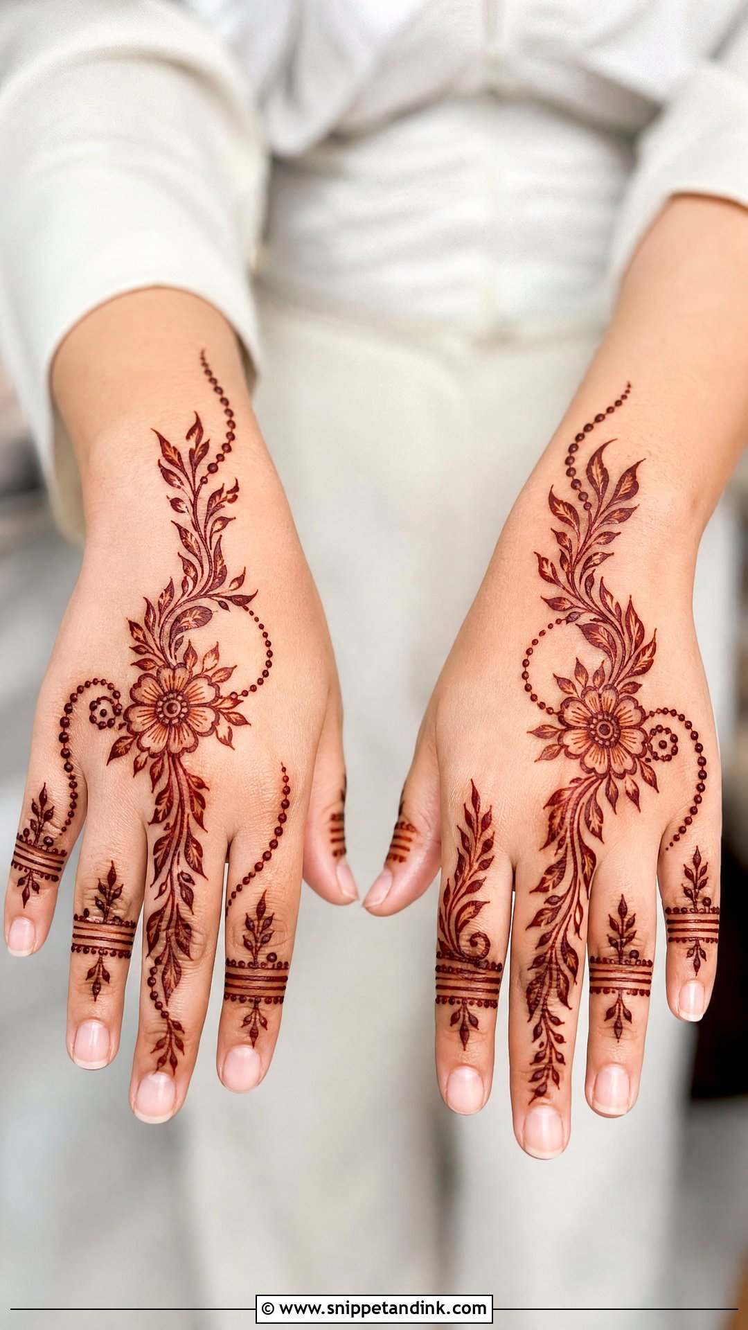 Arabic Back Hand Mehndi Design For Short Fingers - Snippet and Ink - 30 Latest Arabic Back Hand Mehndi Designs