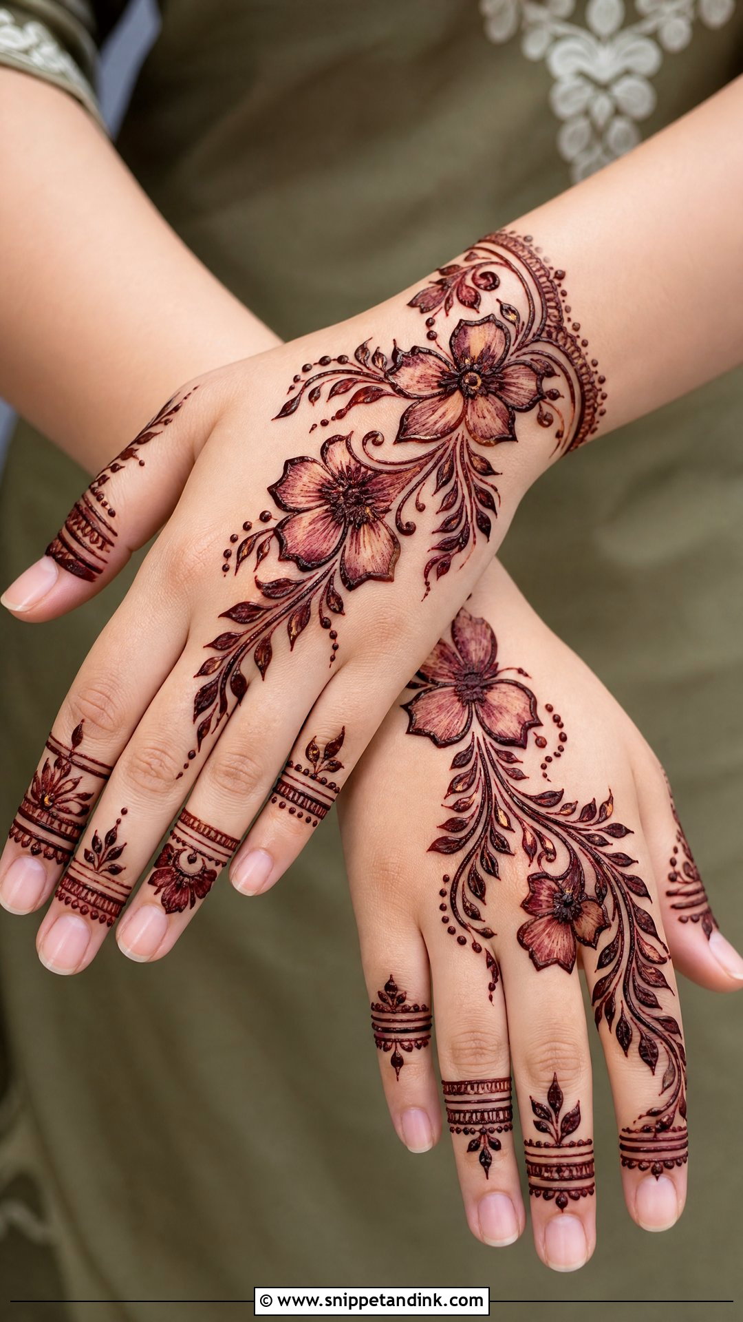 Arabic Back Hand Mehndi Design With Shaded Flowers - Snippet and Ink - 30 Latest Arabic Back Hand Mehndi Designs