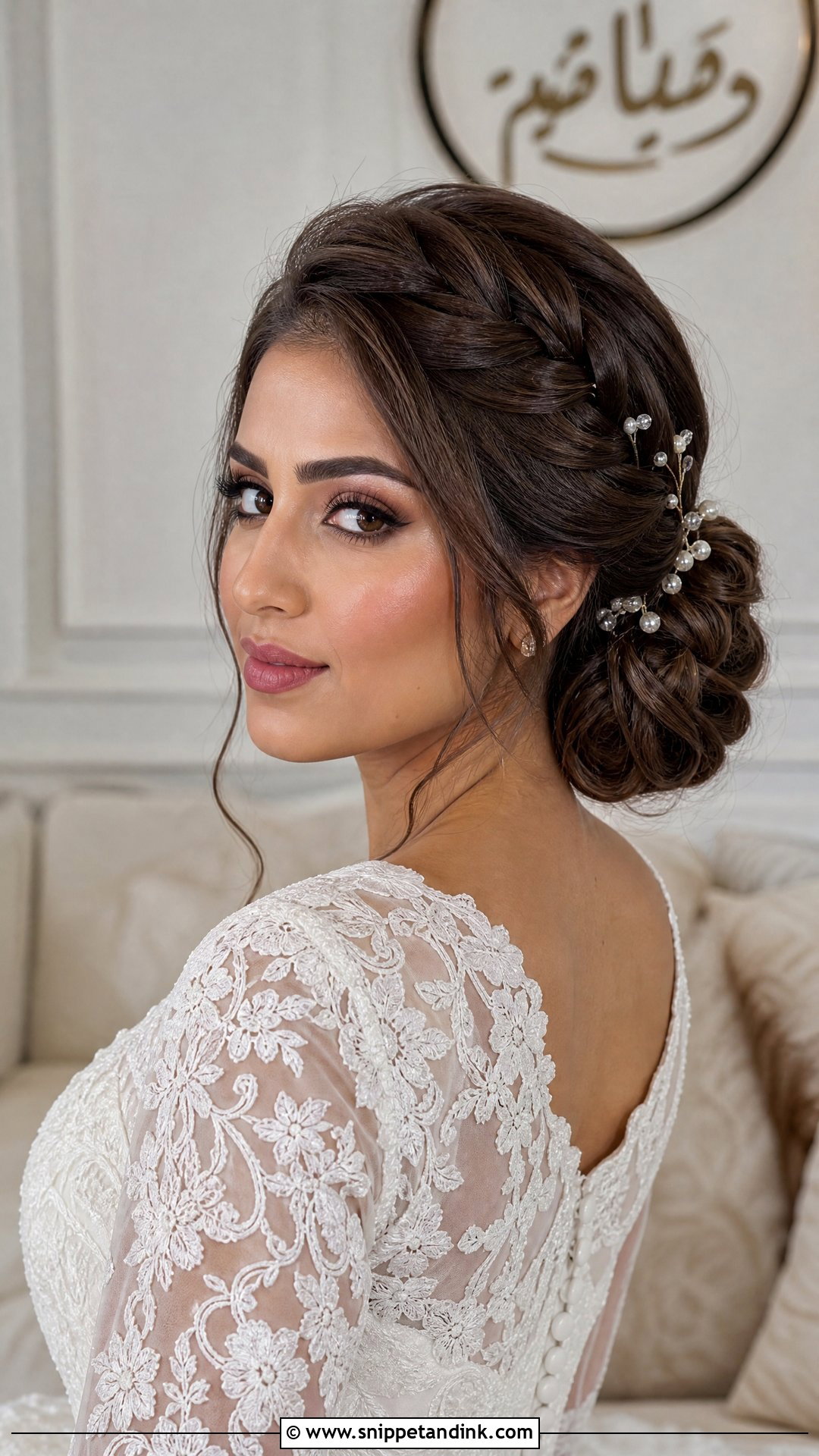 Arabic Bridal Braided Bun - Snippet and Ink - 15 Arabic Bridal Hairstyles