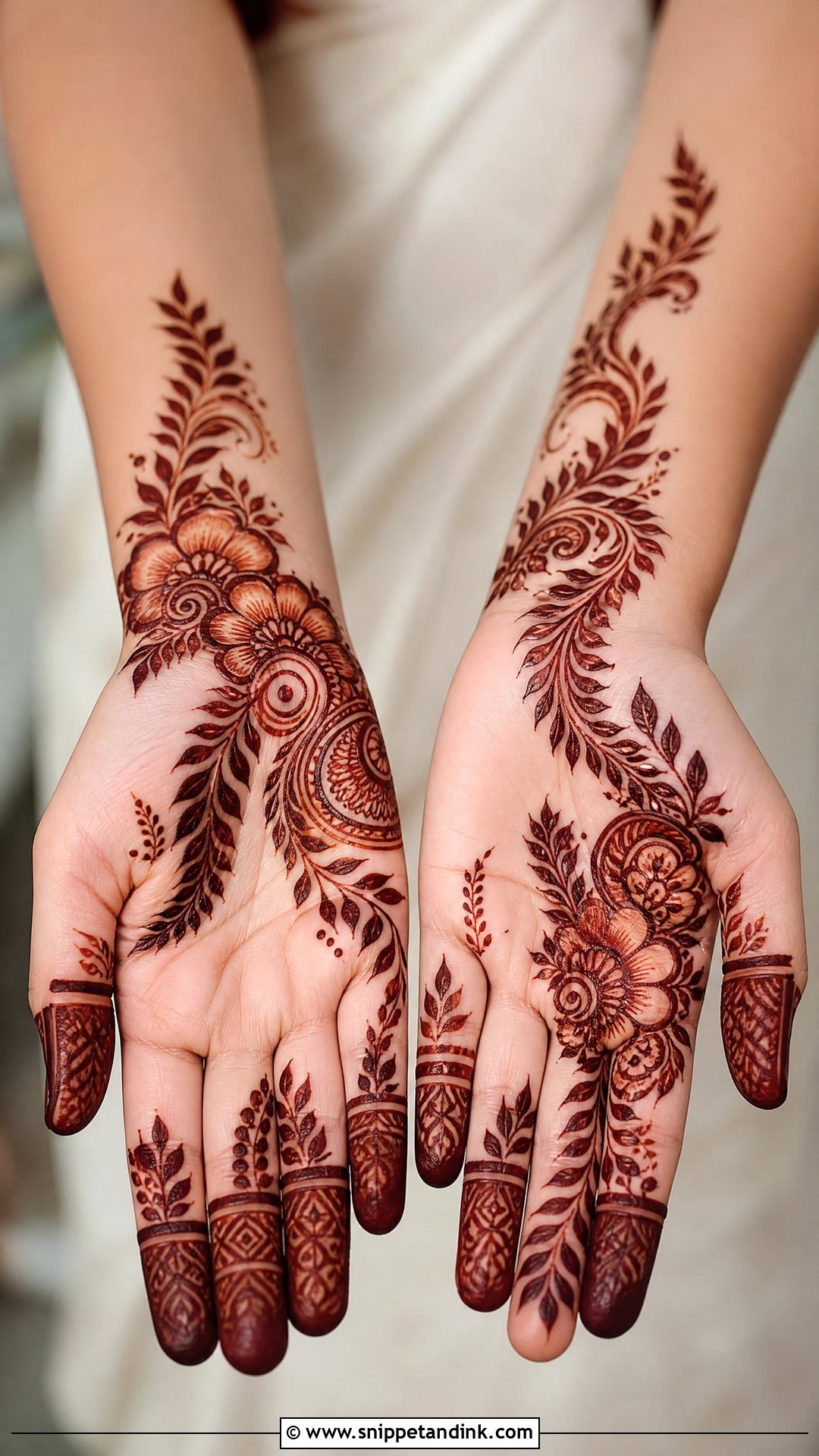 Arabic Bridal Front Hand Mehndi Design - Snippet and Ink - 25 Bridal Front Hand Mehndi Designs