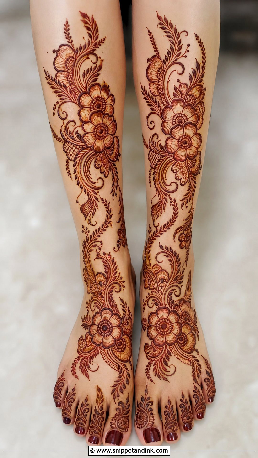 Arabic Bridal Full Leg Mehndi Design - Snippet and Ink - 20 Bridal Full Leg Mehndi Designs