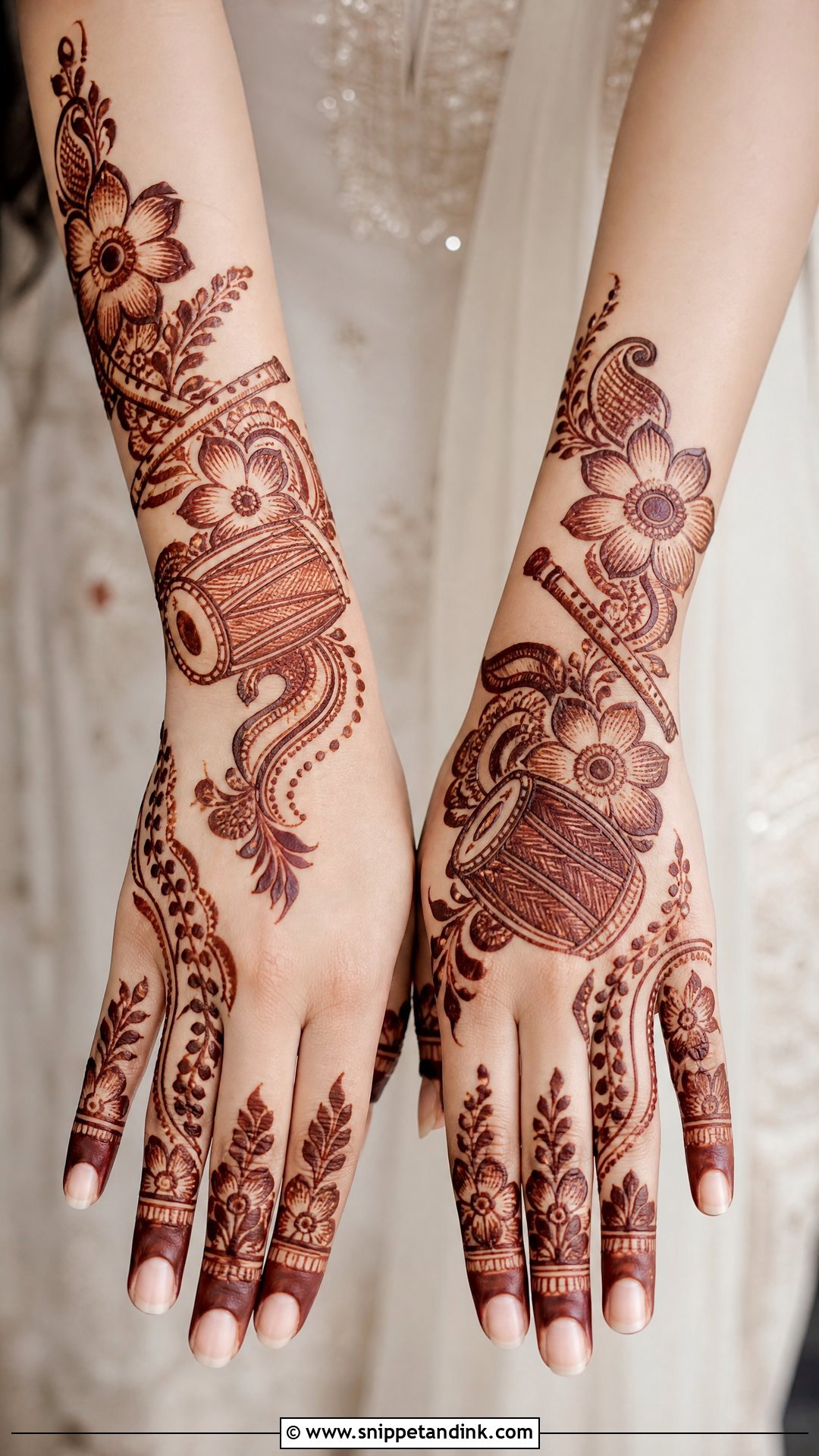 Arabic Bridal Instruments Mehndi Design - Snippet and Ink - 20 Bridal Instruments Mehndi Designs