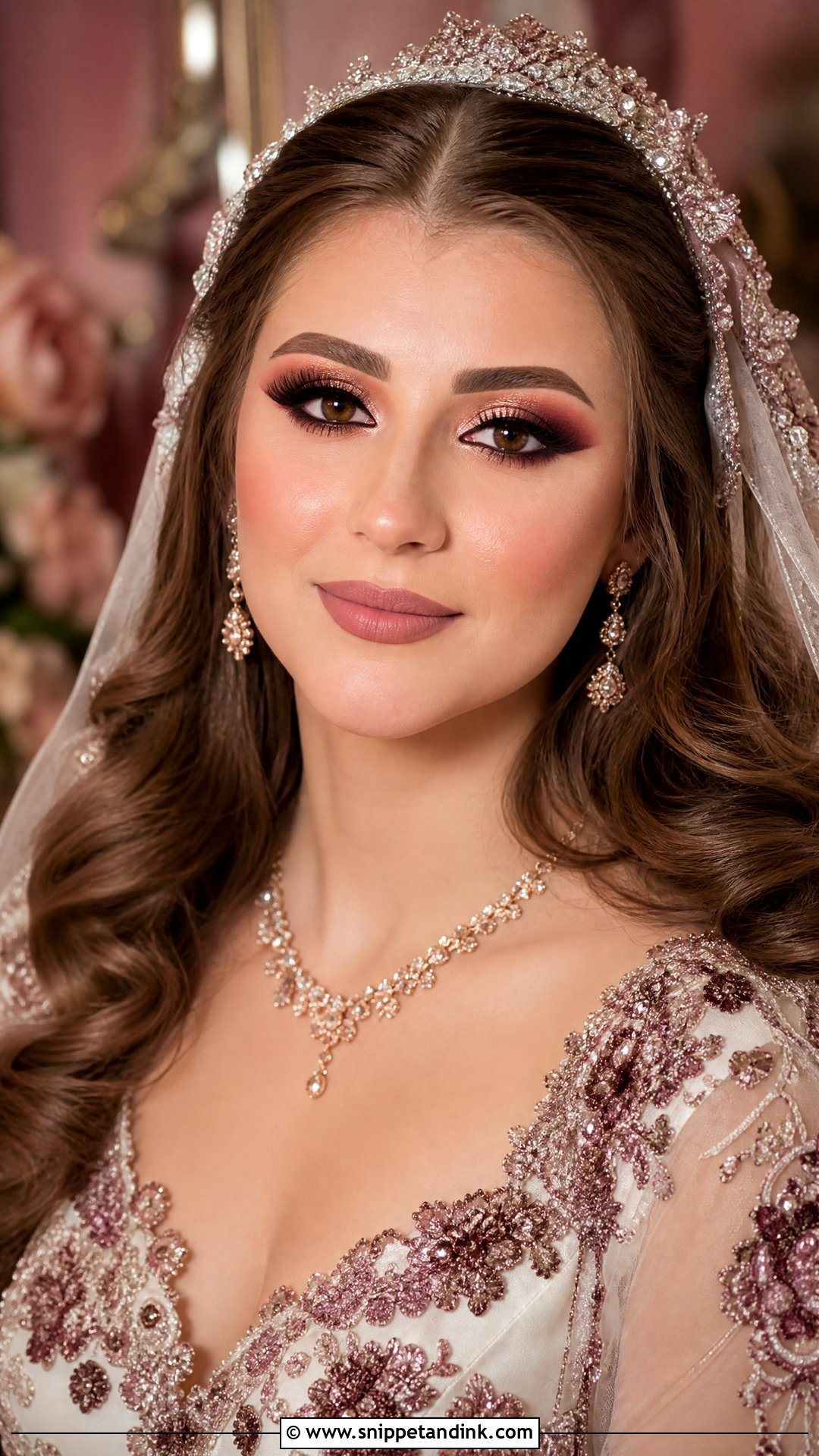 Arabic Bridal Makeup With Burgundy Eyes - Snippet and Ink - 25 Arabic Bridal Makeup Ideas