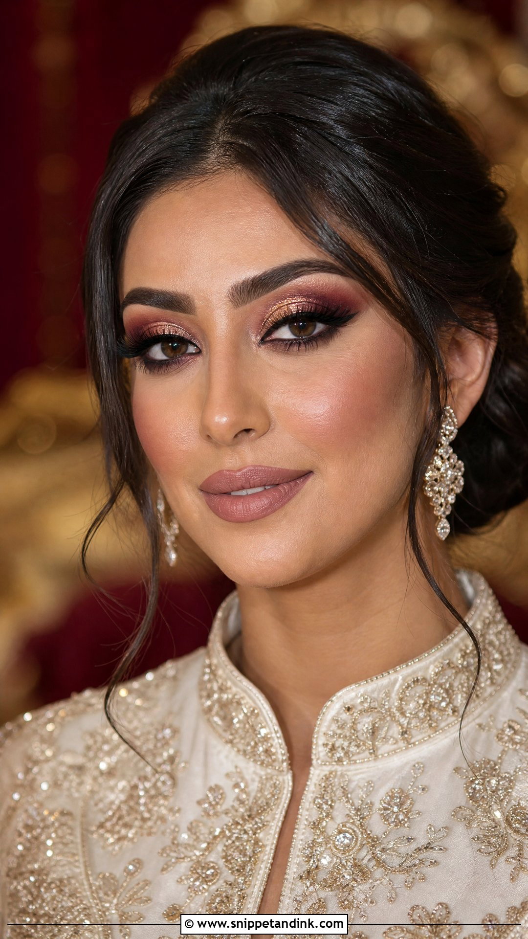 Arabic Bridal Makeup With Burgundy Eyeshadow - Snippet and Ink - 25 Arabic Wedding Makeup Ideas