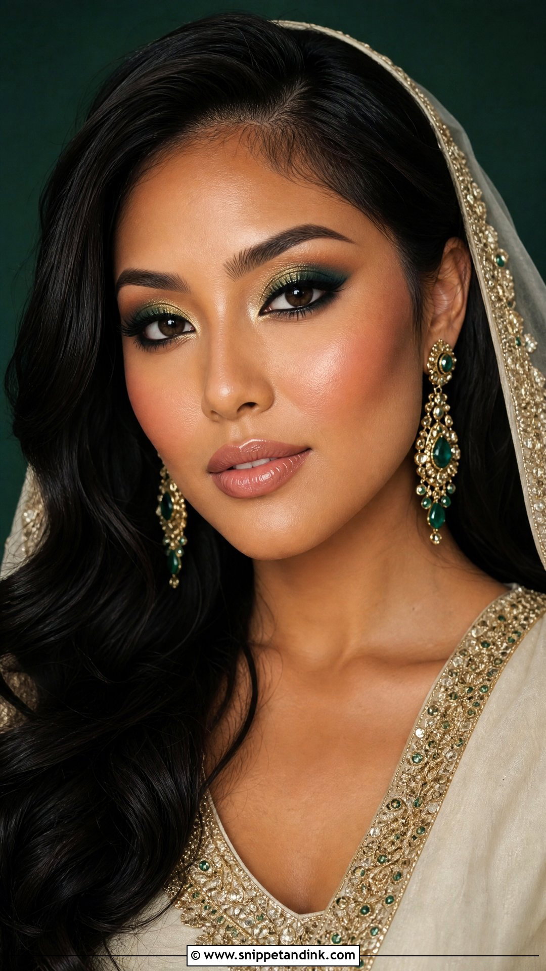 Arabic Bridal Makeup With Emerald Eyes - Snippet and Ink - 20 Arabian Wedding Makeup Ideas