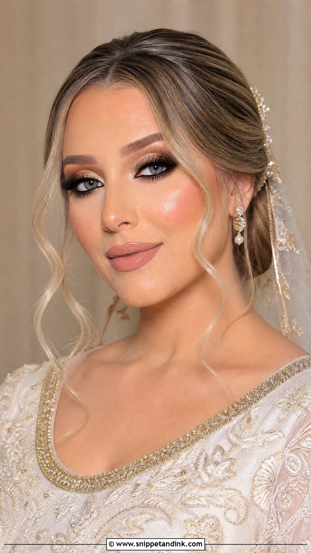 Arabic Bridal Makeup With Gold Smokey Eyes - Snippet and Ink - 25 Arabic Bridal Makeup Ideas