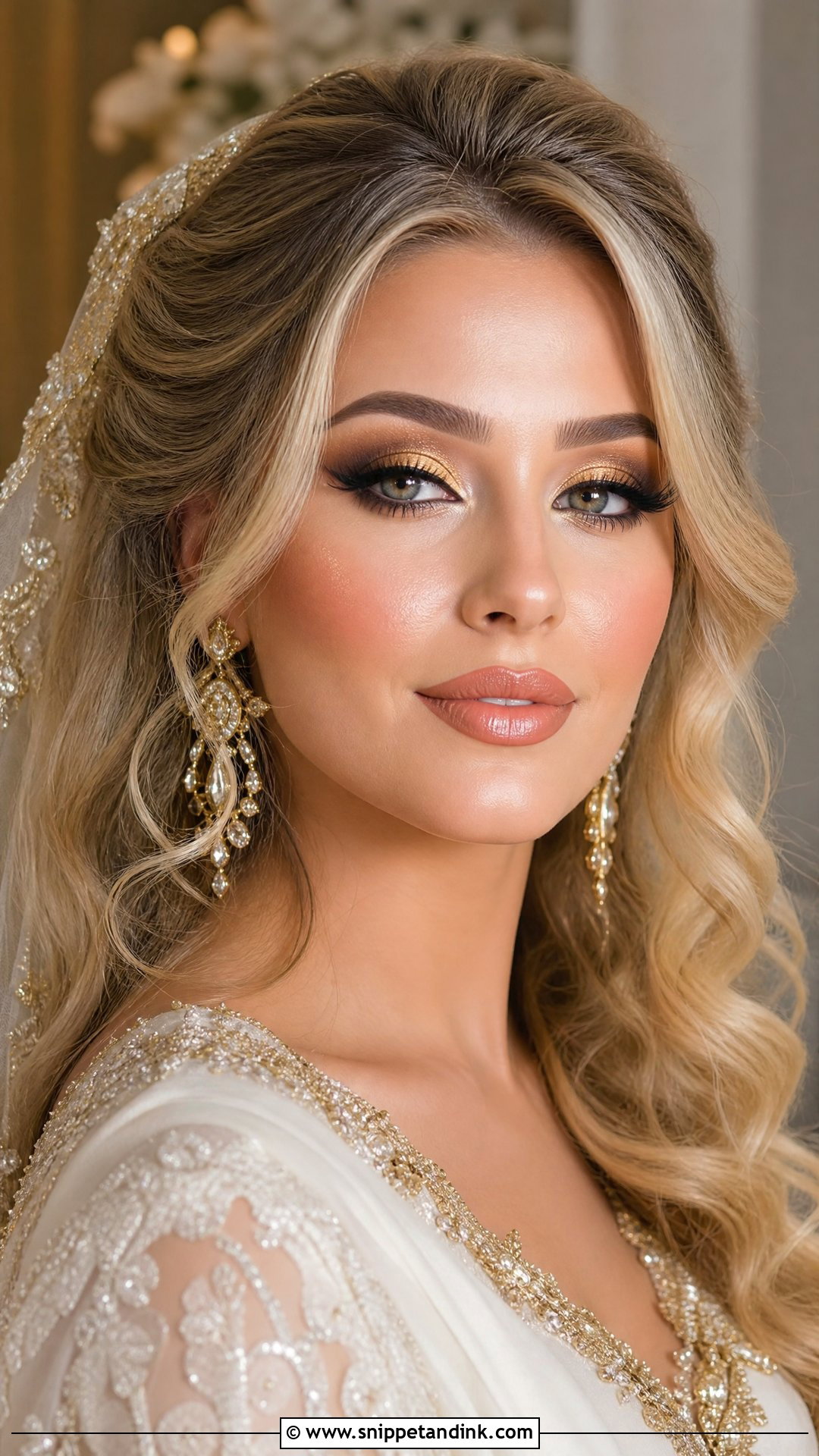 Arabic Bridal Makeup With Gold Smokey Eyes - Snippet and Ink - 20 Arabian Wedding Makeup Ideas
