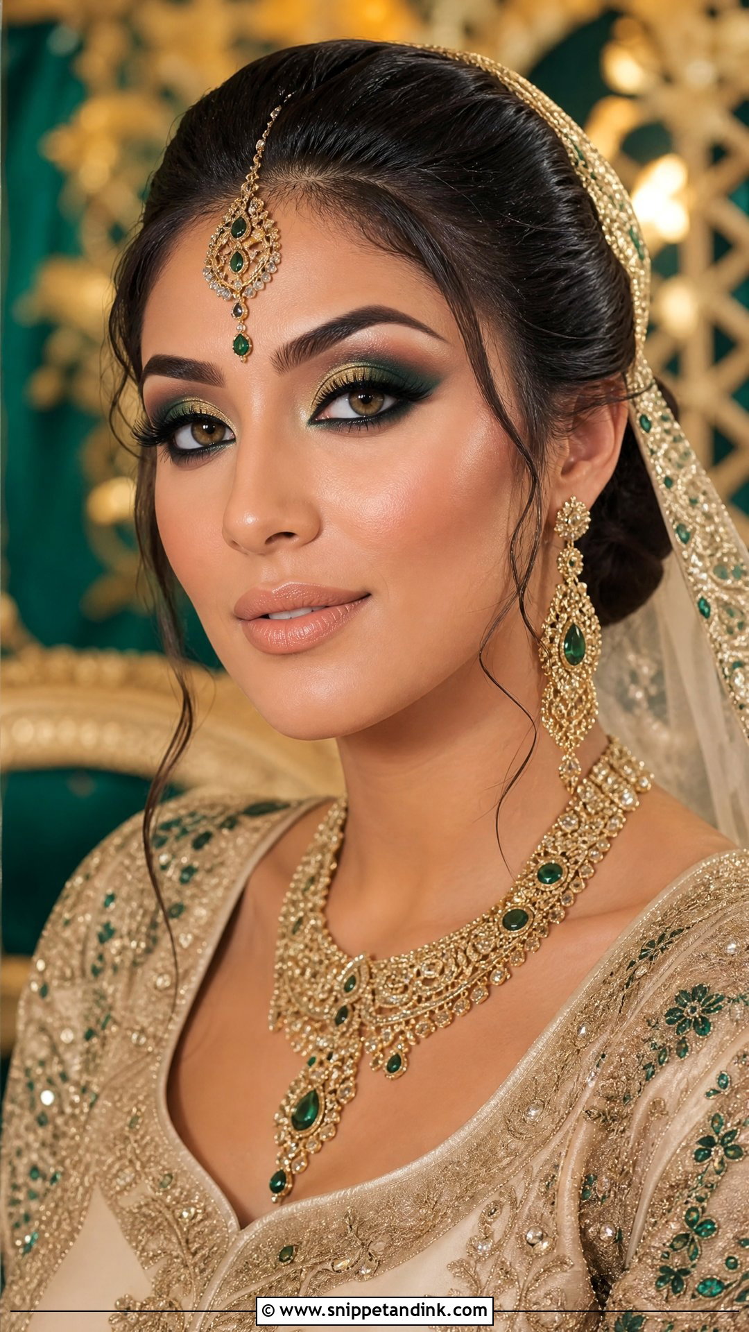 Arabic Bridal Makeup With Green Eyeshadow - Snippet and Ink - 25 Arabic Bridal Makeup Ideas