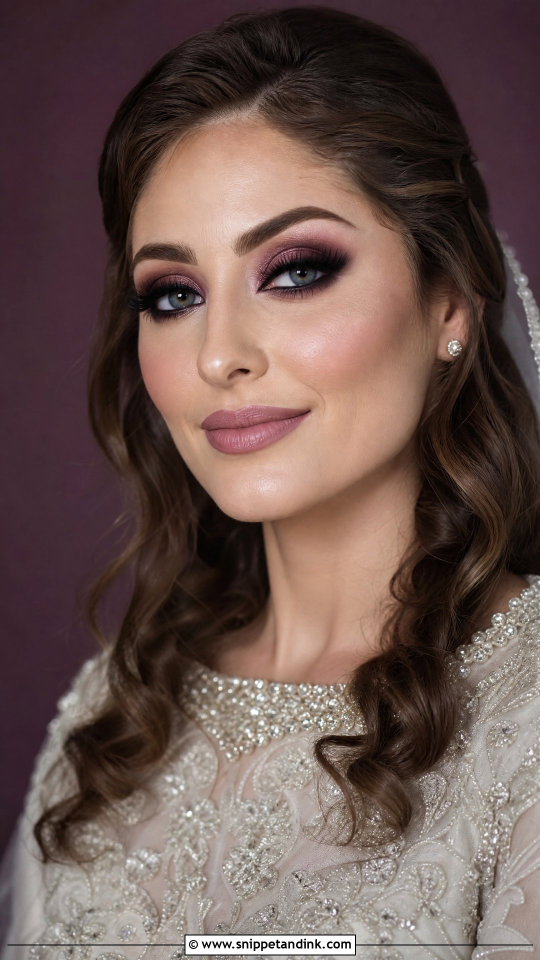 Arabic Bridal Makeup With Plum Smokey Eyes - Snippet and Ink - 20 Arabian Wedding Makeup Ideas
