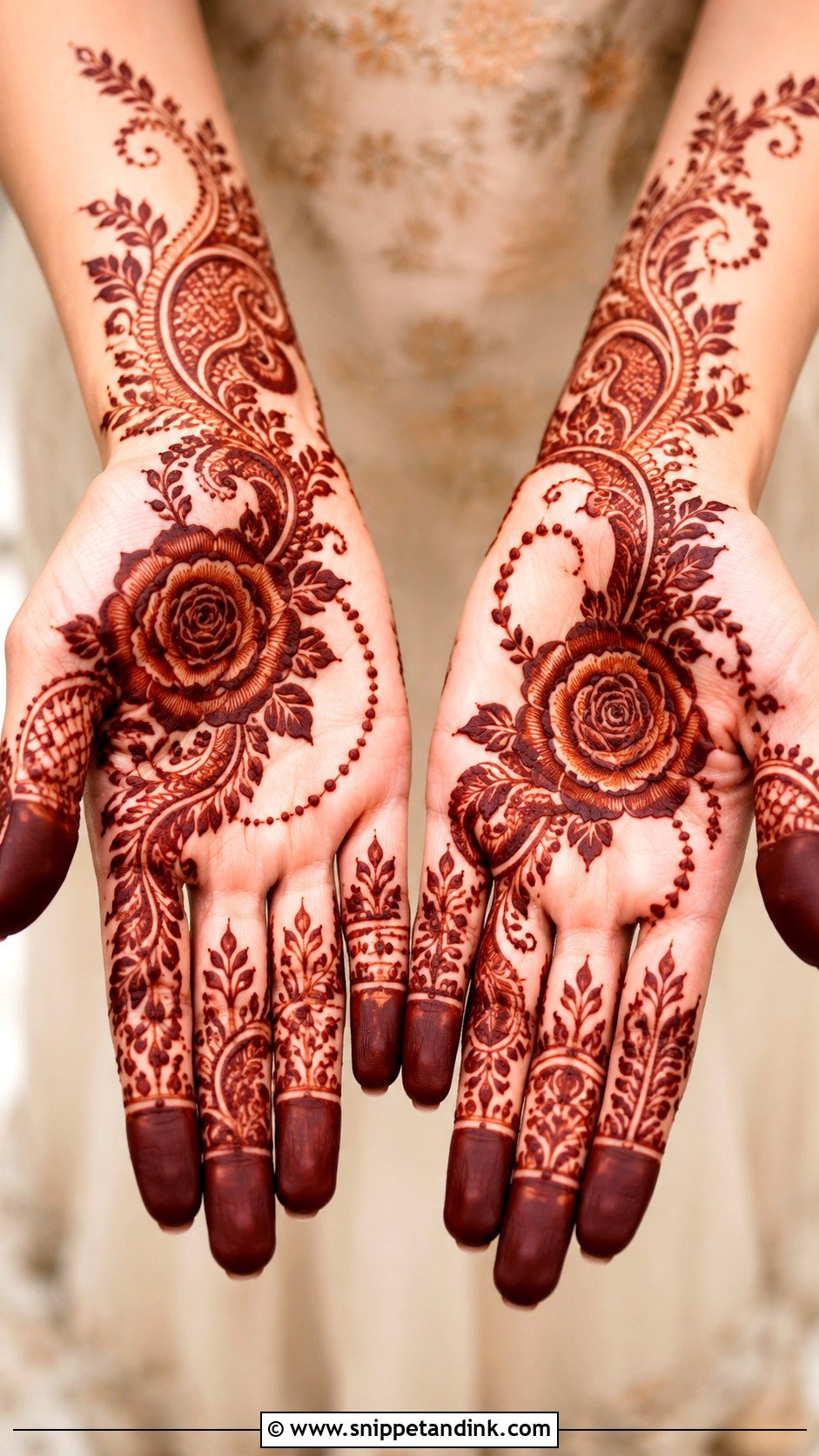 Arabic Bridal Mehndi Design Front Hand - Snippet and Ink - 30 Arabic Bridal Mehndi Designs