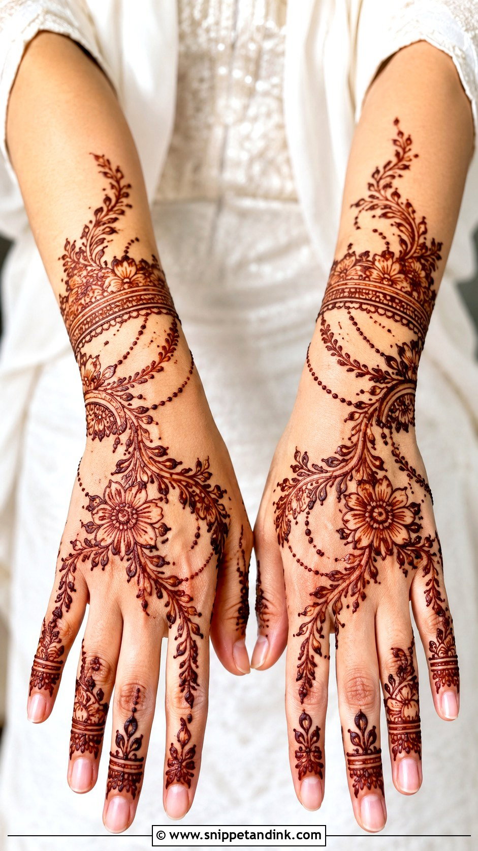Arabic Bridal Mehndi Design With Bracelet - Snippet and Ink - 30 Arabic Bridal Mehndi Designs
