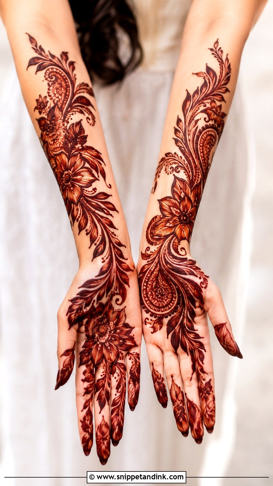 Arabic Bridal Mehndi Design With Gulf Pattern - Snippet and Ink - 30 Arabic Bridal Mehndi Designs
