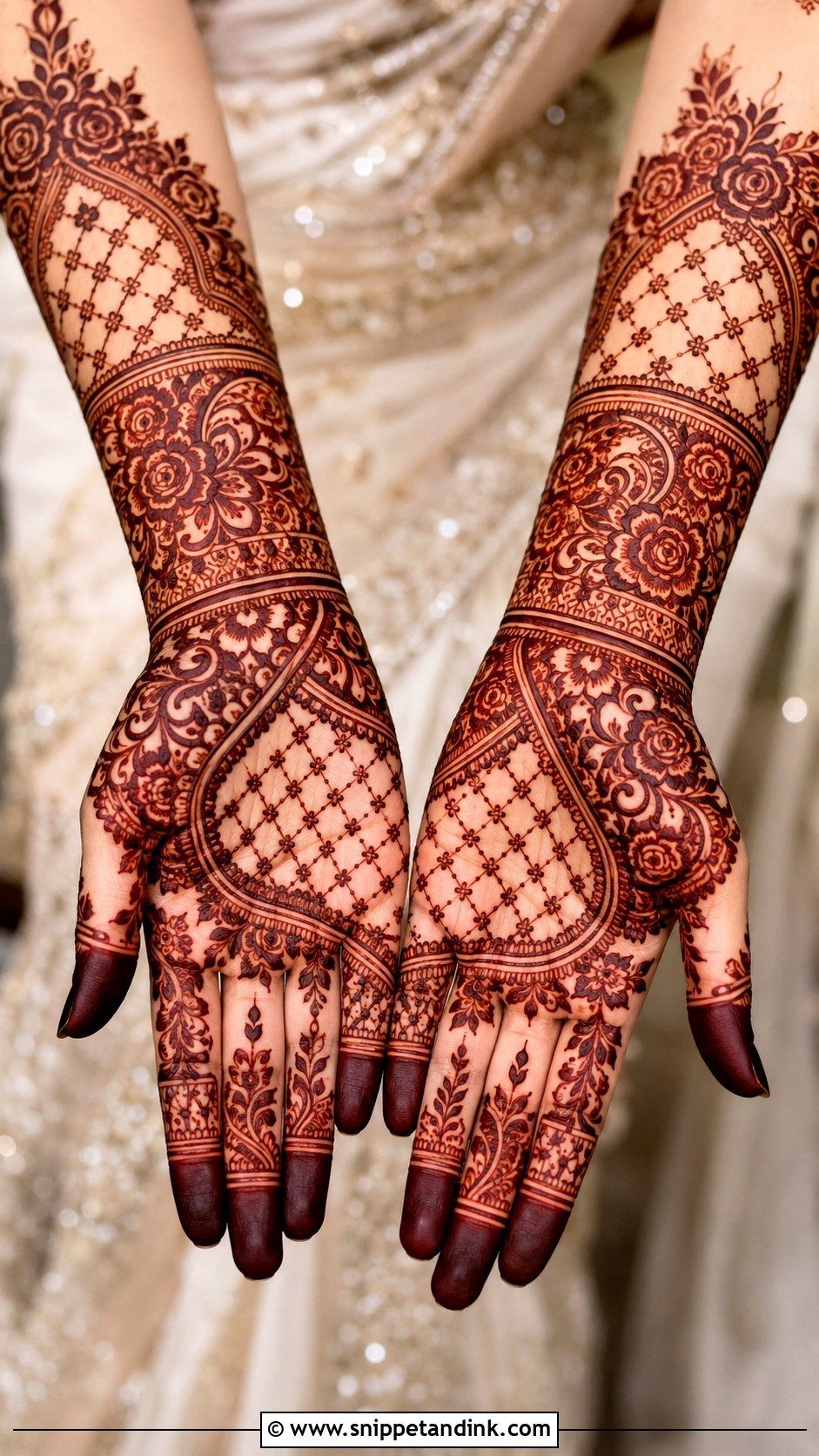 Arabic Bridal Mehndi Design With Jaali - Snippet and Ink - 30 Arabic Bridal Mehndi Designs