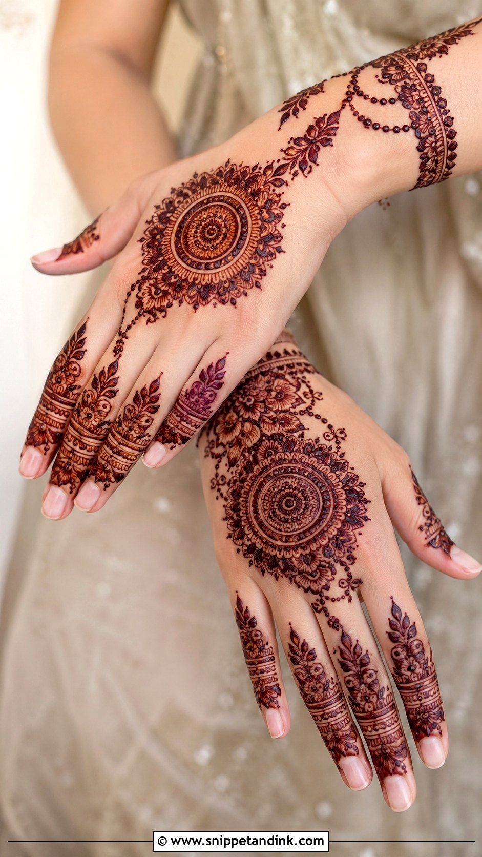 Arabic Bridal Mehndi Design With Mandala - Snippet and Ink - 30 Arabic Bridal Mehndi Designs