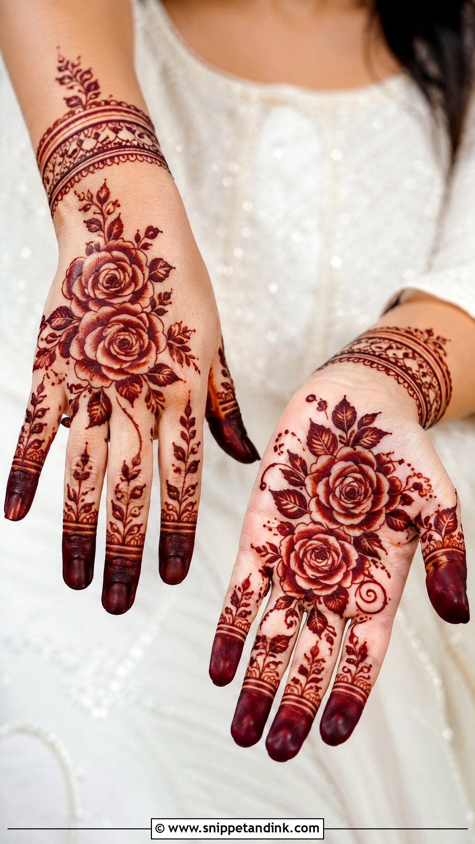 Arabic Bridal Mehndi Design With Roses - Snippet and Ink - 30 Arabic Bridal Mehndi Designs