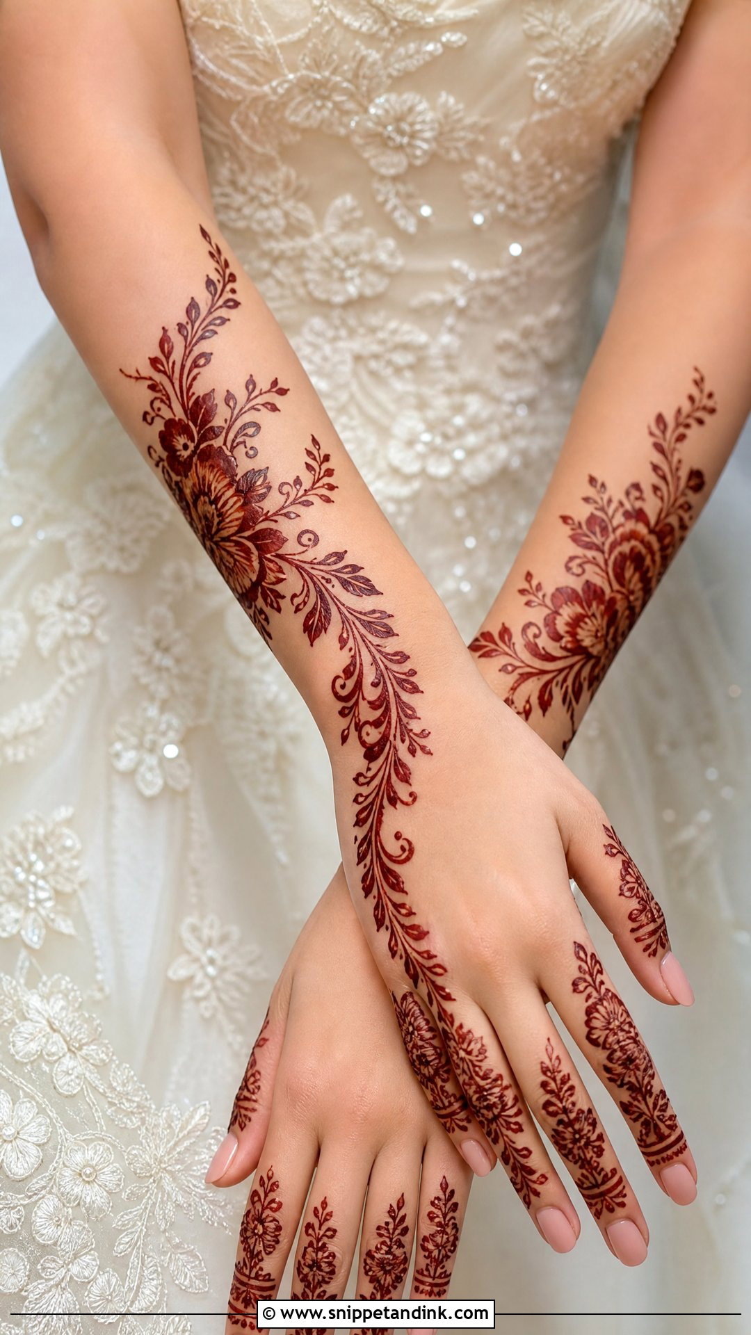 Arabic Bridal Mehndi For Ivory Wedding Dress - Snippet and Ink - 20 Bridal Mehndi Designs Dress