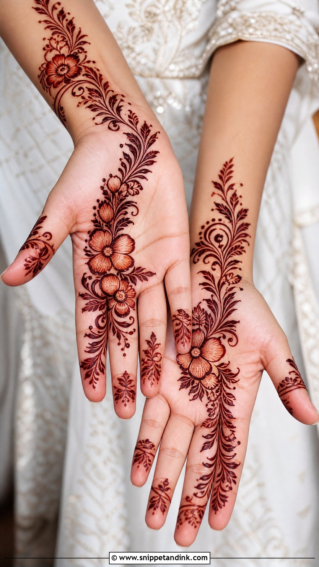 Arabic Bridal Mehndi Front Hand - Snippet and Ink - 20 Front Bridal Mehndi Designs