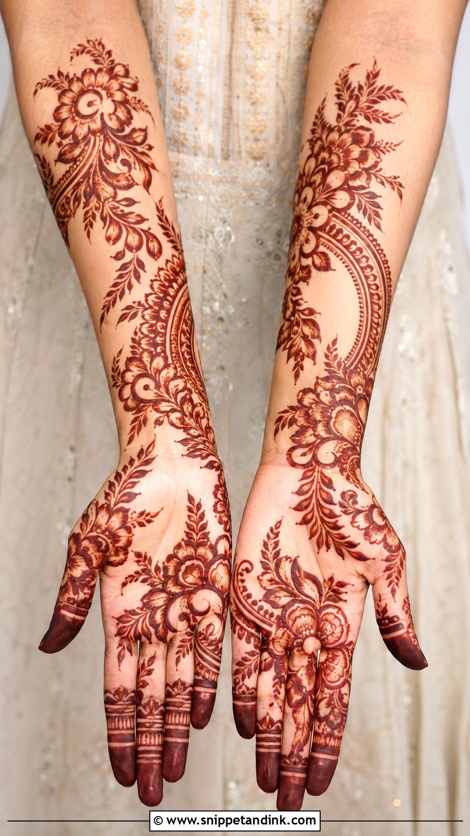 Arabic Bridal Mehndi Full Hand - Snippet and Ink - 30 Bridal Mehndi Design Ideas