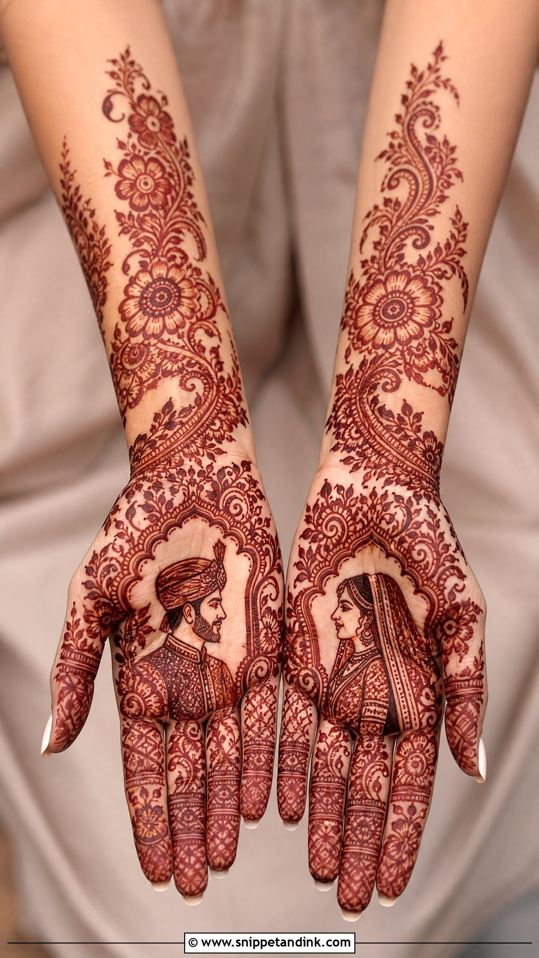 Arabic Bridal Mehndi With Bride And Groom Motif - Snippet and Ink - 25 Arabic Mehndi Designs Brides