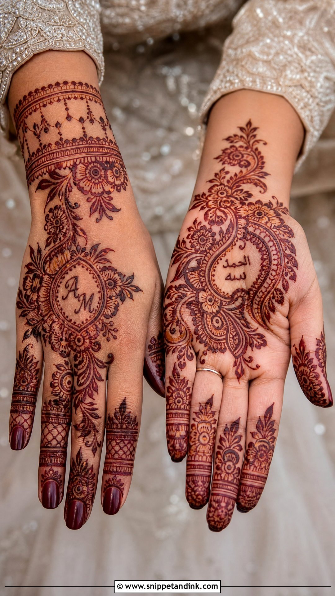 Arabic Bridal Mehndi With Initials - Snippet and Ink - 25 Arabic Mehndi Designs Brides