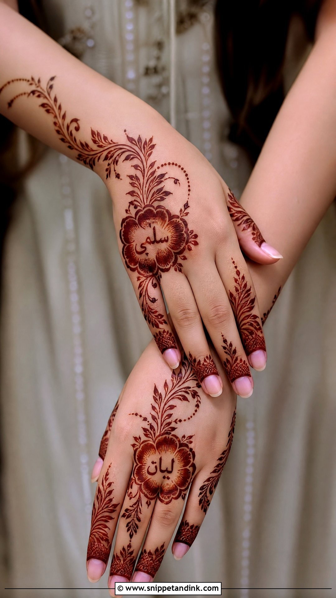 Arabic Bridal Name Mehndi Design - Snippet and Ink - 20 Bridal Name Mehndi Designs