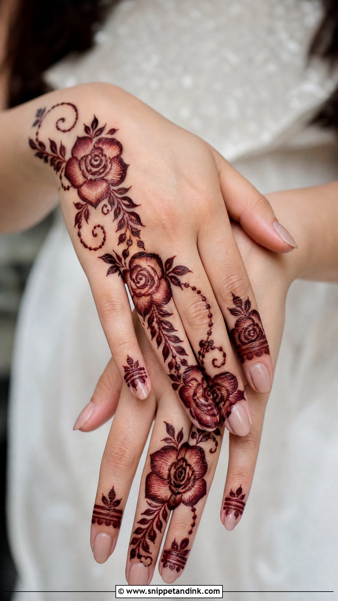 Arabic Bridal Rose Mehndi Design - Snippet and Ink - 20 Bridal Rose Mehndi Designs