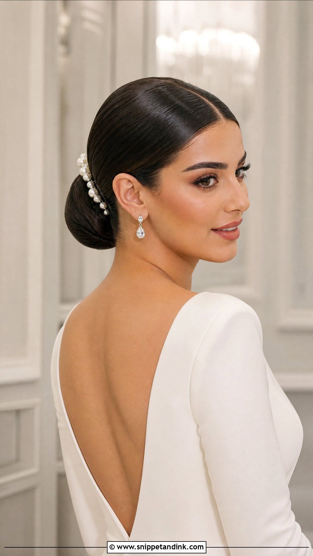 Arabic Bridal Sleek Middle Part Bun - Snippet and Ink - 15 Arabic Bridal Hairstyles