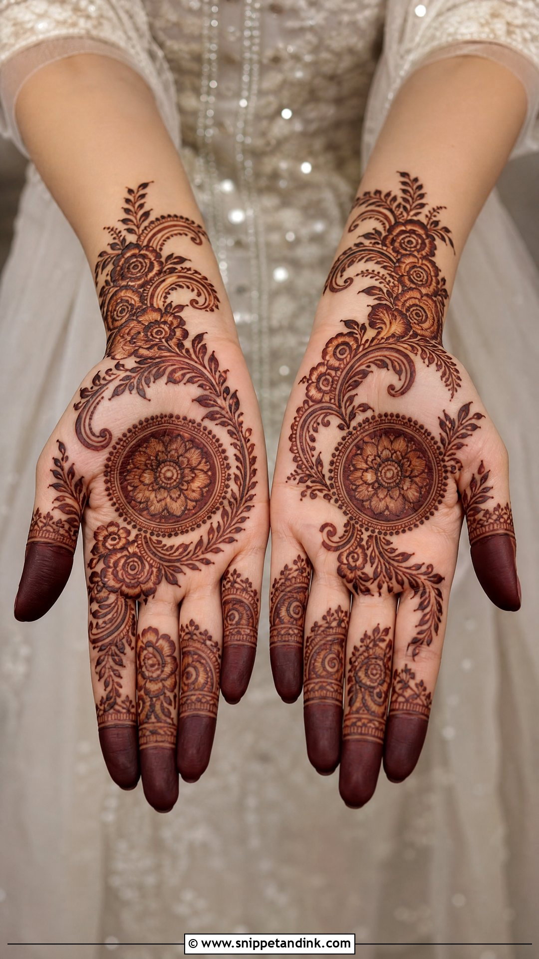 Arabic Bridal Tikki Mehndi Design - Snippet and Ink - 20 Bridal Tikki Mehndi Designs