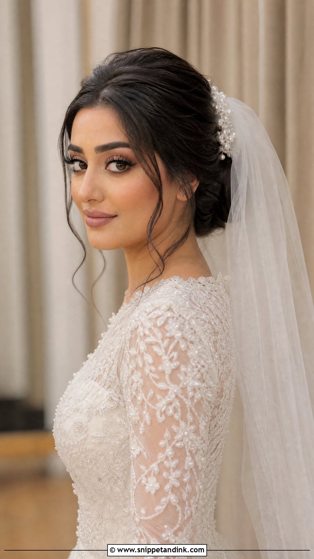 Arabic Bridal Veil Hairstyle - Snippet and Ink - 15 Arabic Bridal Hairstyles
