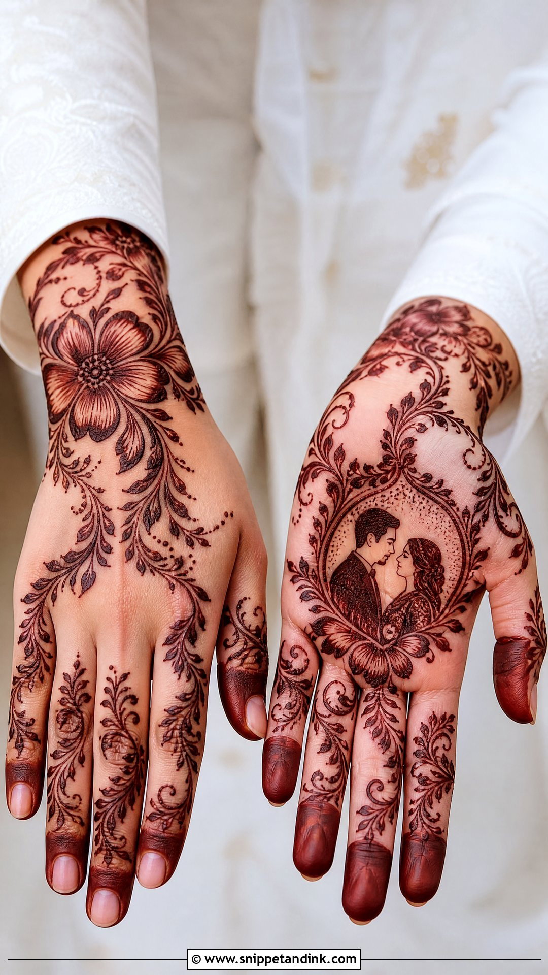Arabic Bride And Groom Mehndi - Snippet and Ink - 20 Bride and Groom Mehndi Design Ideas