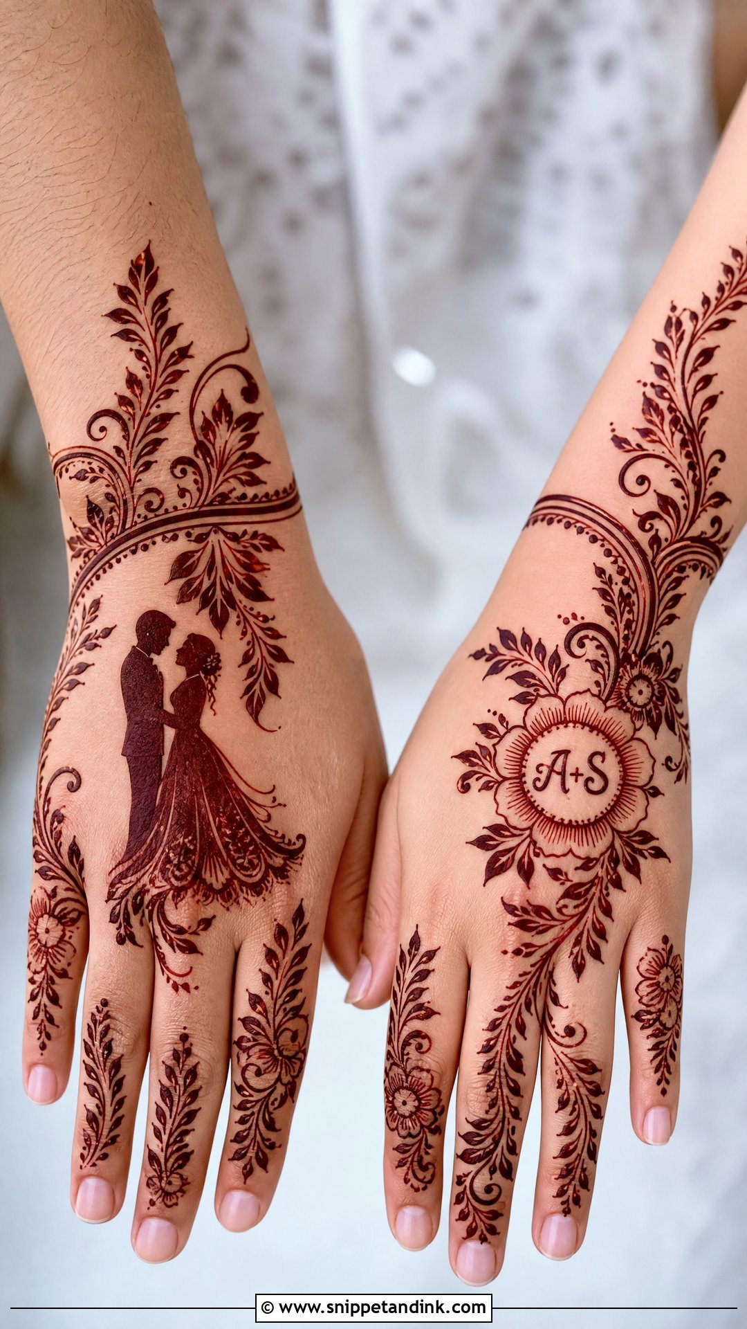 Arabic Bride Groom Mehndi Design - Snippet and Ink - 20 Bride Groom Mehndi Designs