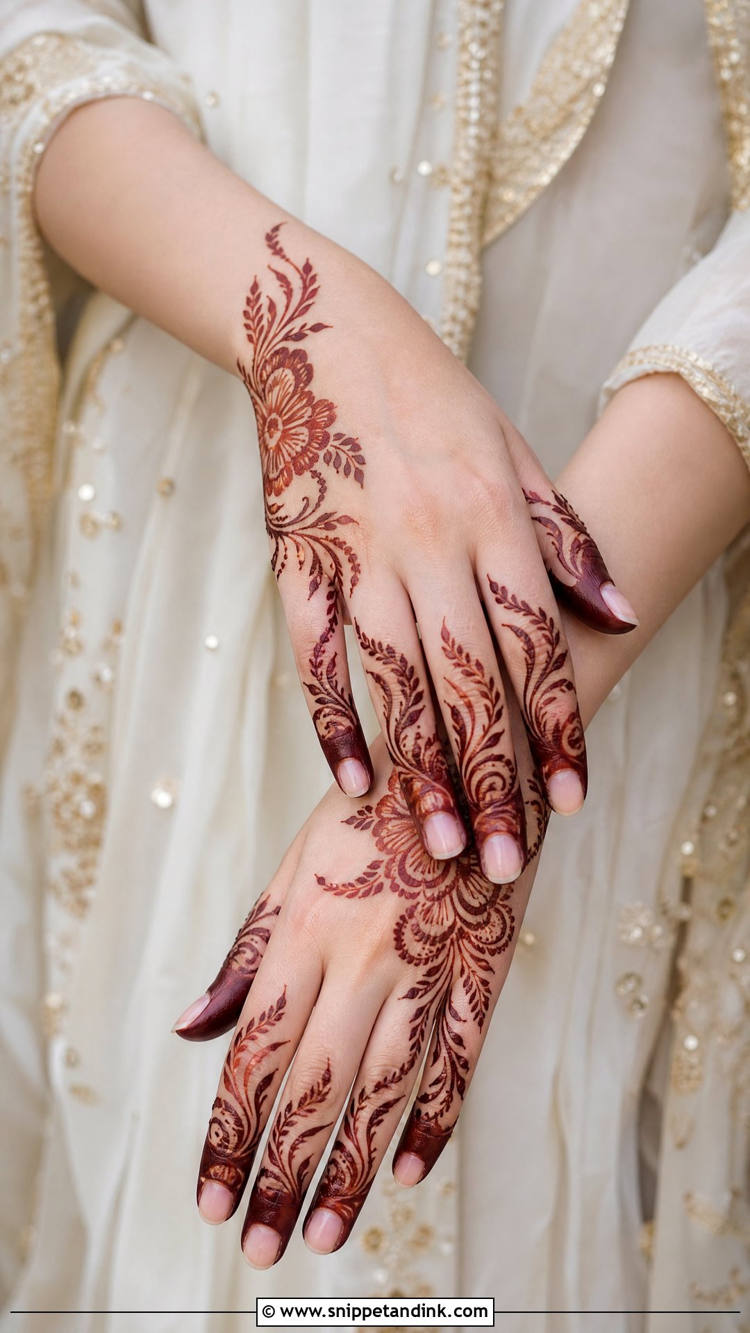 Arabic Finger Bridal Mehndi Design - Snippet and Ink - 20 Bridal Finger Mehndi Designs