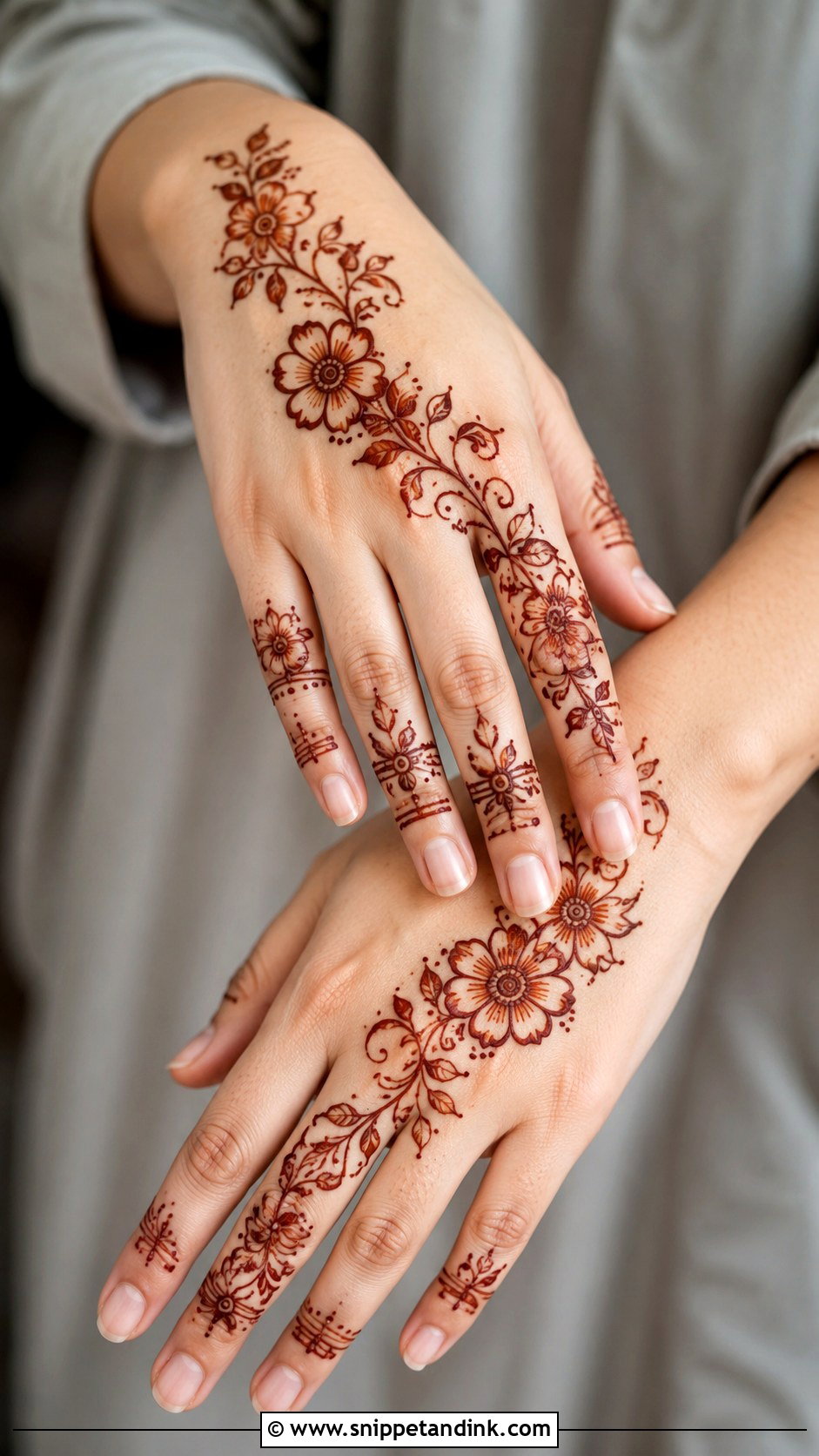 Arabic Floral Back Hand Mehndi Design - Snippet and Ink - 35 Simple Back Hand Mehndi Designs