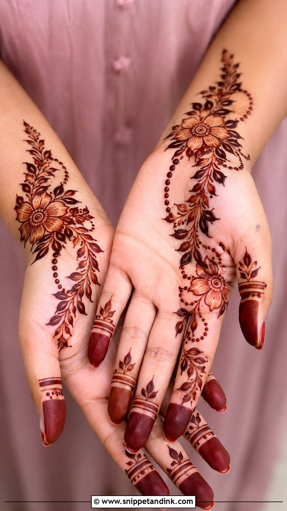 Arabic Floral Trail Front Hand Mehndi Design - Snippet and Ink - 35 Arabic Front Hand Mehndi Designs