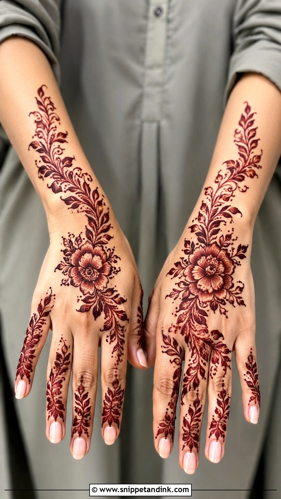 Arabic Floral Trail Mehndi Design - Snippet and Ink - 35 Simple Arabic Mehndi Designs