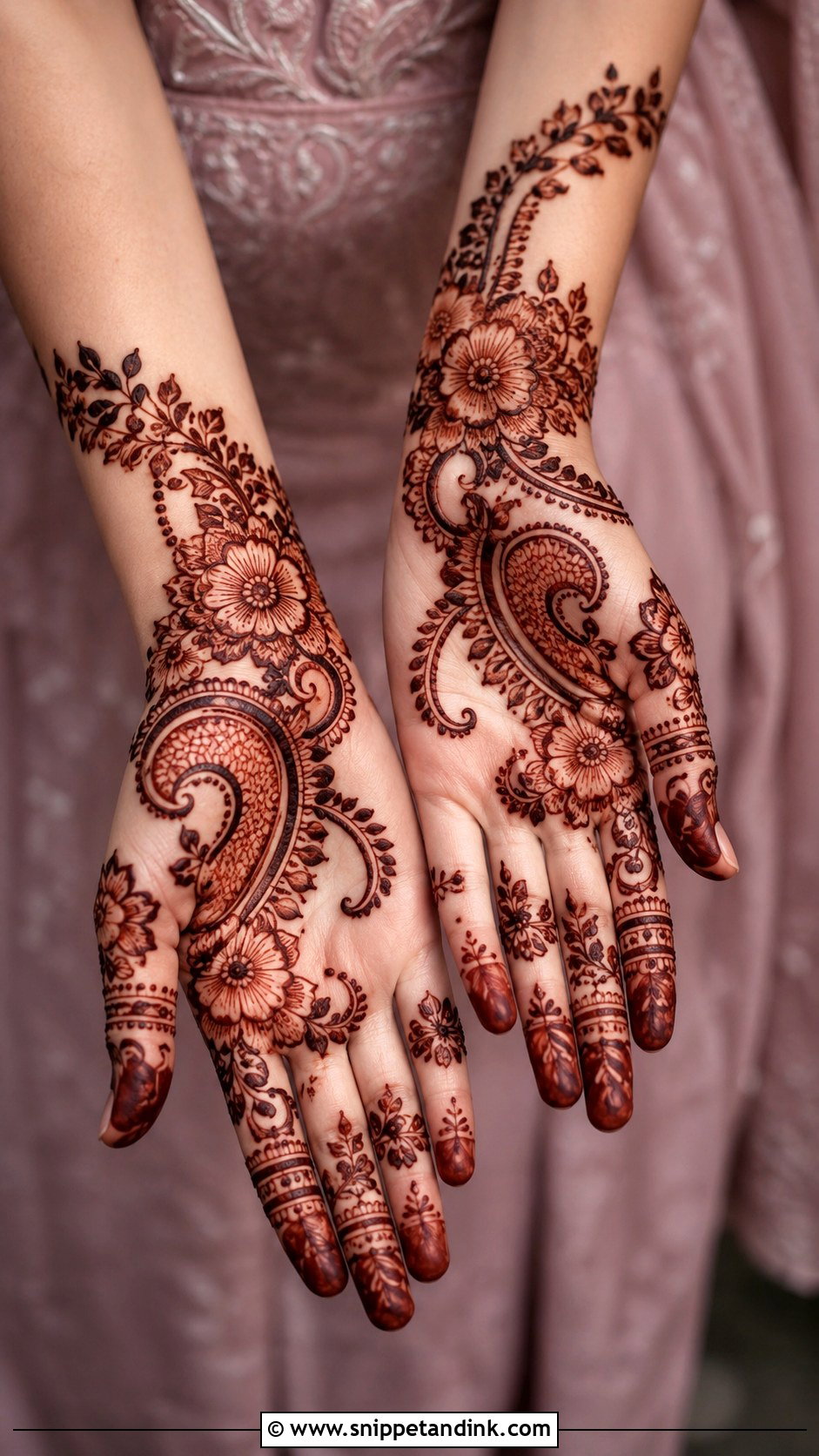 Arabic Front Hand Mehndi Design With Bold Outlines - Snippet and Ink - 35 Arabic Front Hand Mehndi Designs